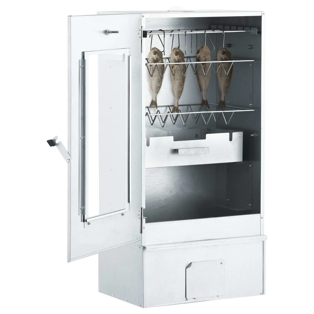 Rookoven met 1 kg rookmot 44,5 x 29 x 83 cm verzinkt zilver