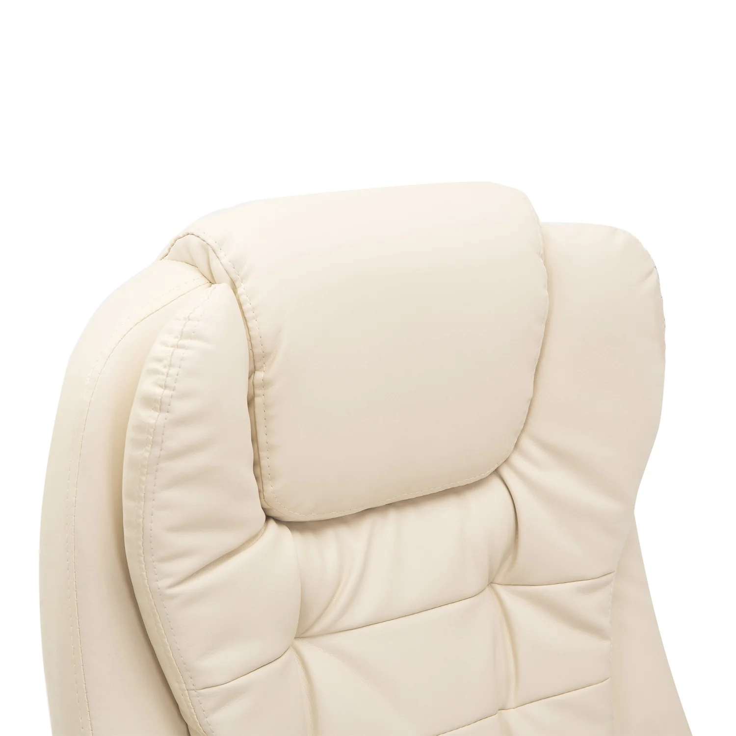 Executive bureaustoel met massage en verwarming, hoge rug PU-lederen bureaustoel, beige
