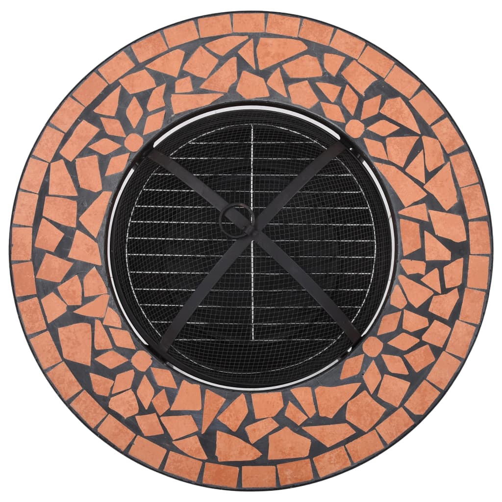 2025 Vuurschaal Moza?ek Terracotta 68 cm Keramische Vuurplaats Hark