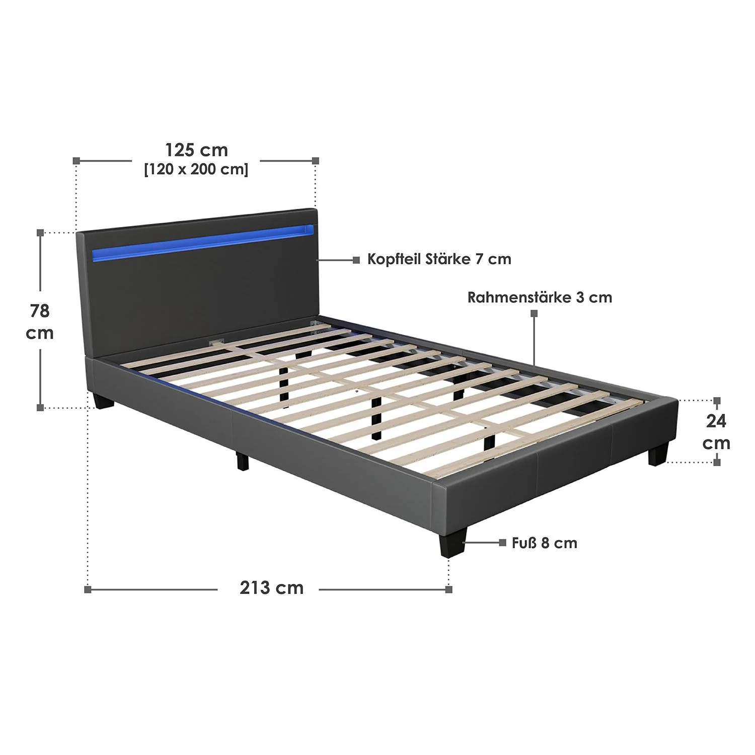 2025 Rustgevend slapen in het gestoffeerde bed Verona 120x200 cm in wit