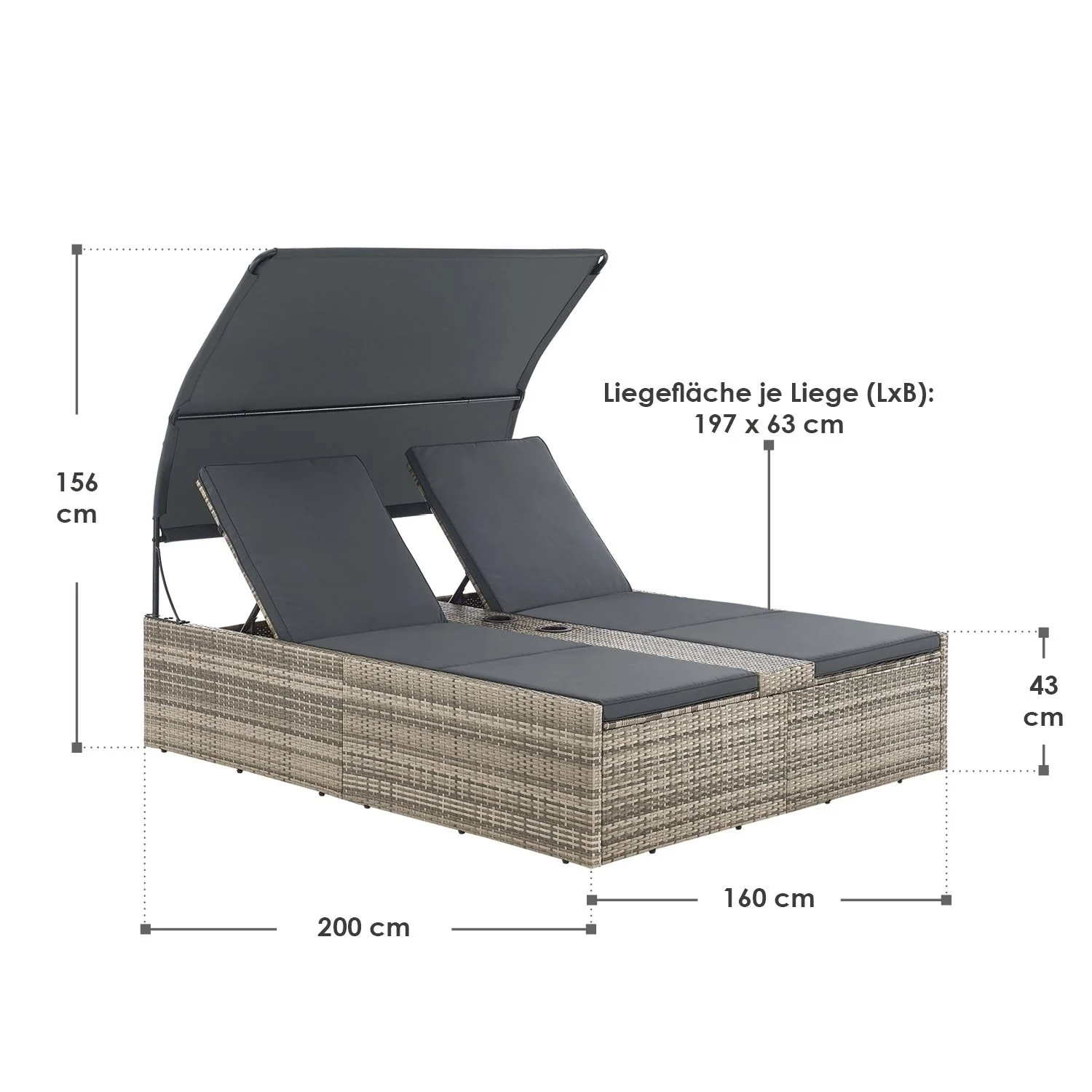2025 Polyrattan Dubbele Ligstoel Syros