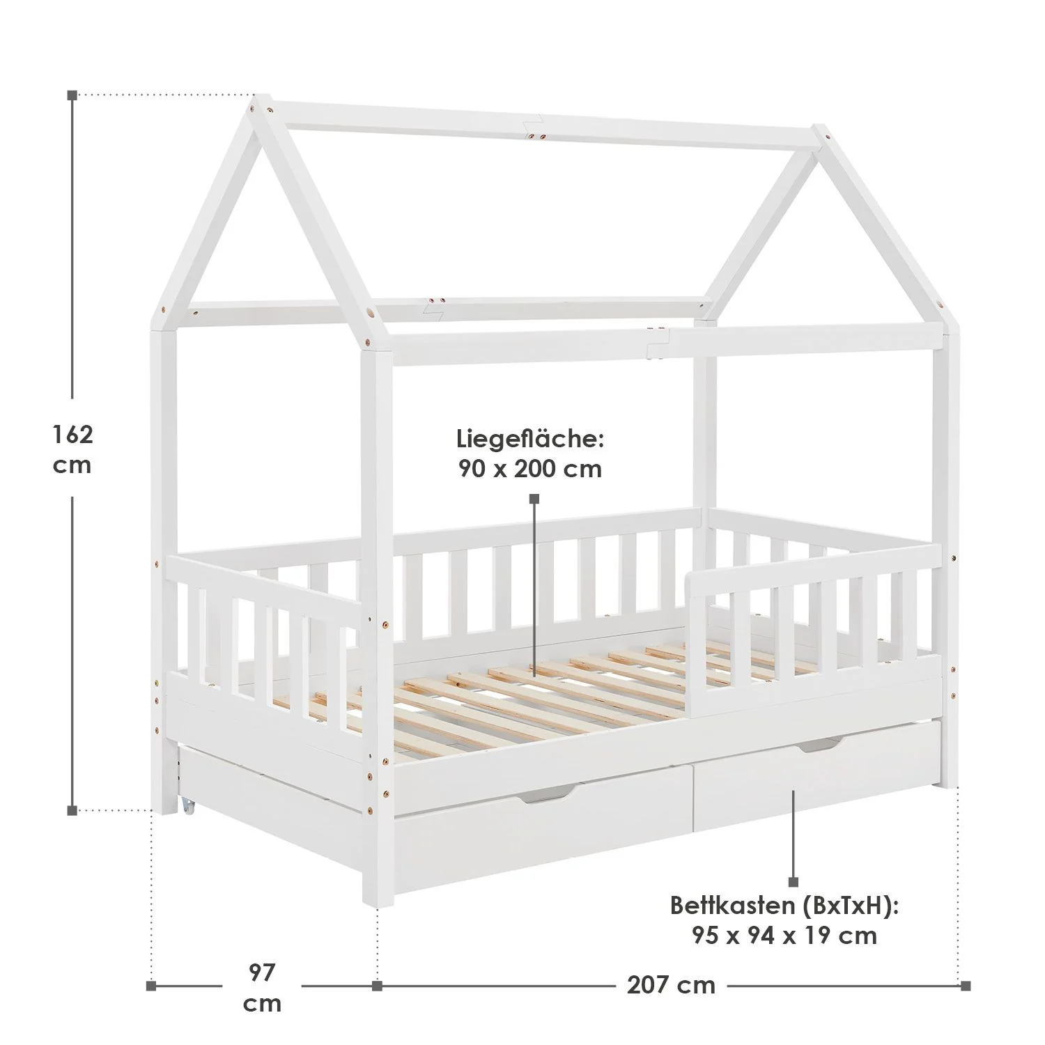 2025 Kinderbed Marli 90 x 200 cm met opberglade