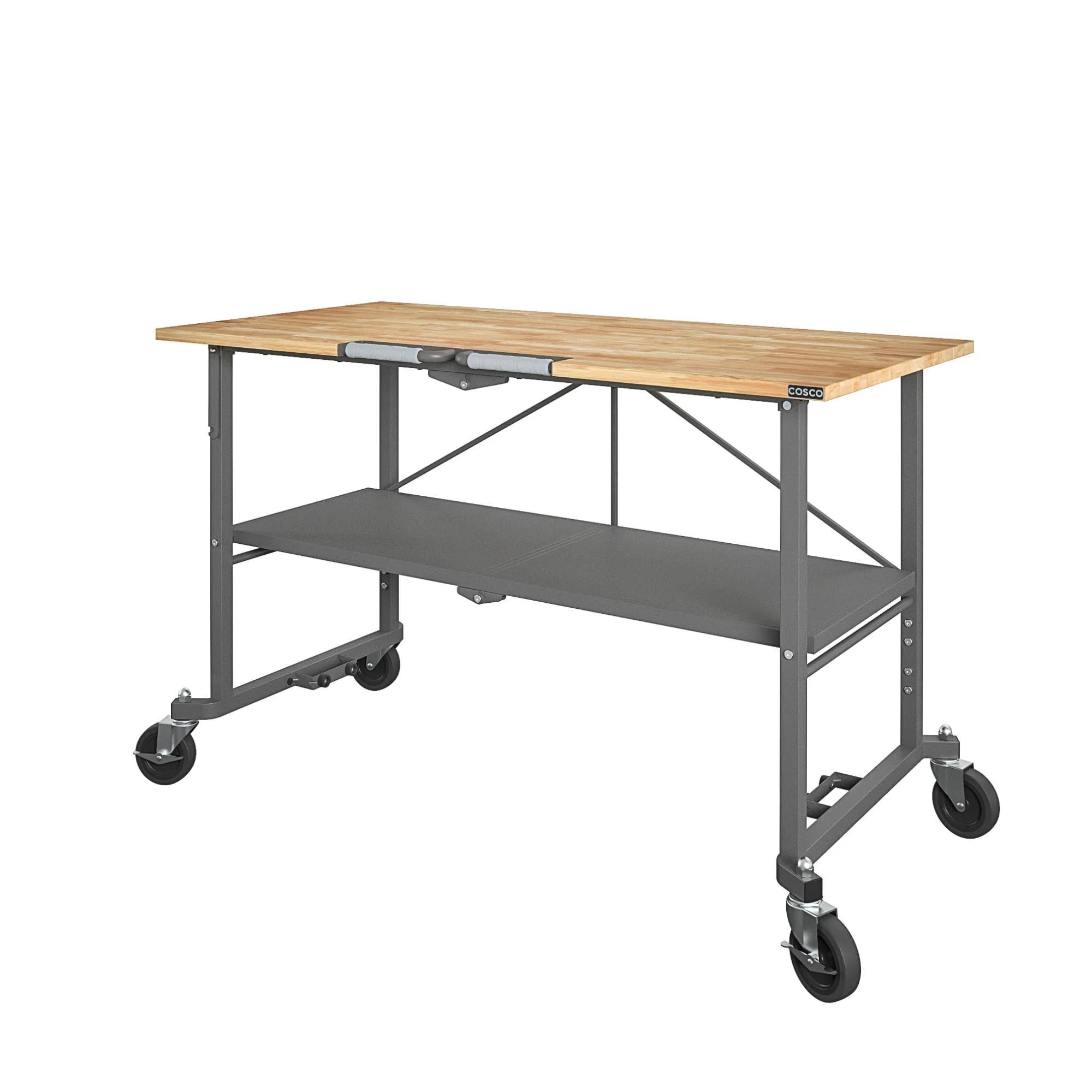 Cosco SmartFold Draagbare Werkbank met Slagersblok / Opklapbare Hulptafel (Grijze Stalen Structuur)