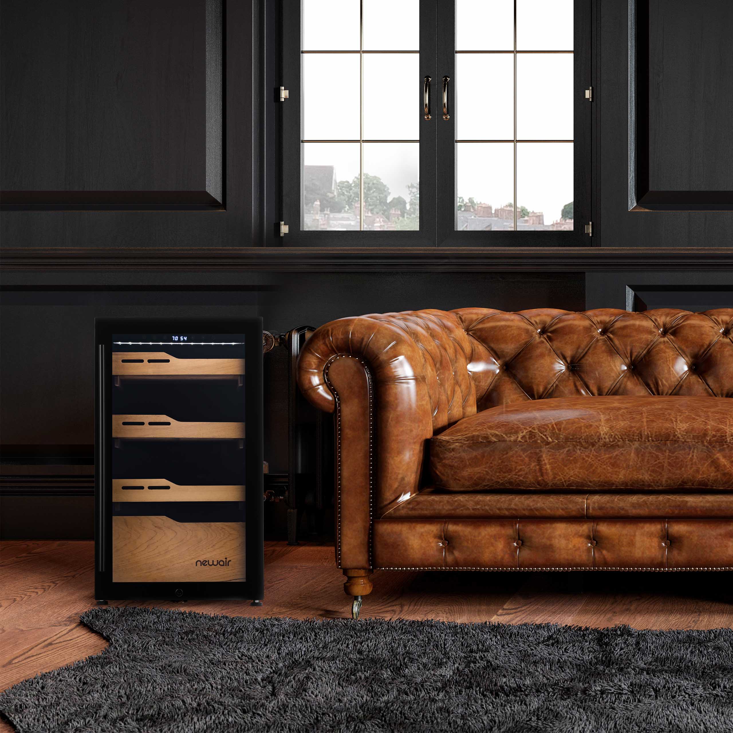 2025 Newair? Elektrische Humidor voor Sigaren, Capaciteit voor 840 Sigaren, Ingebouwd