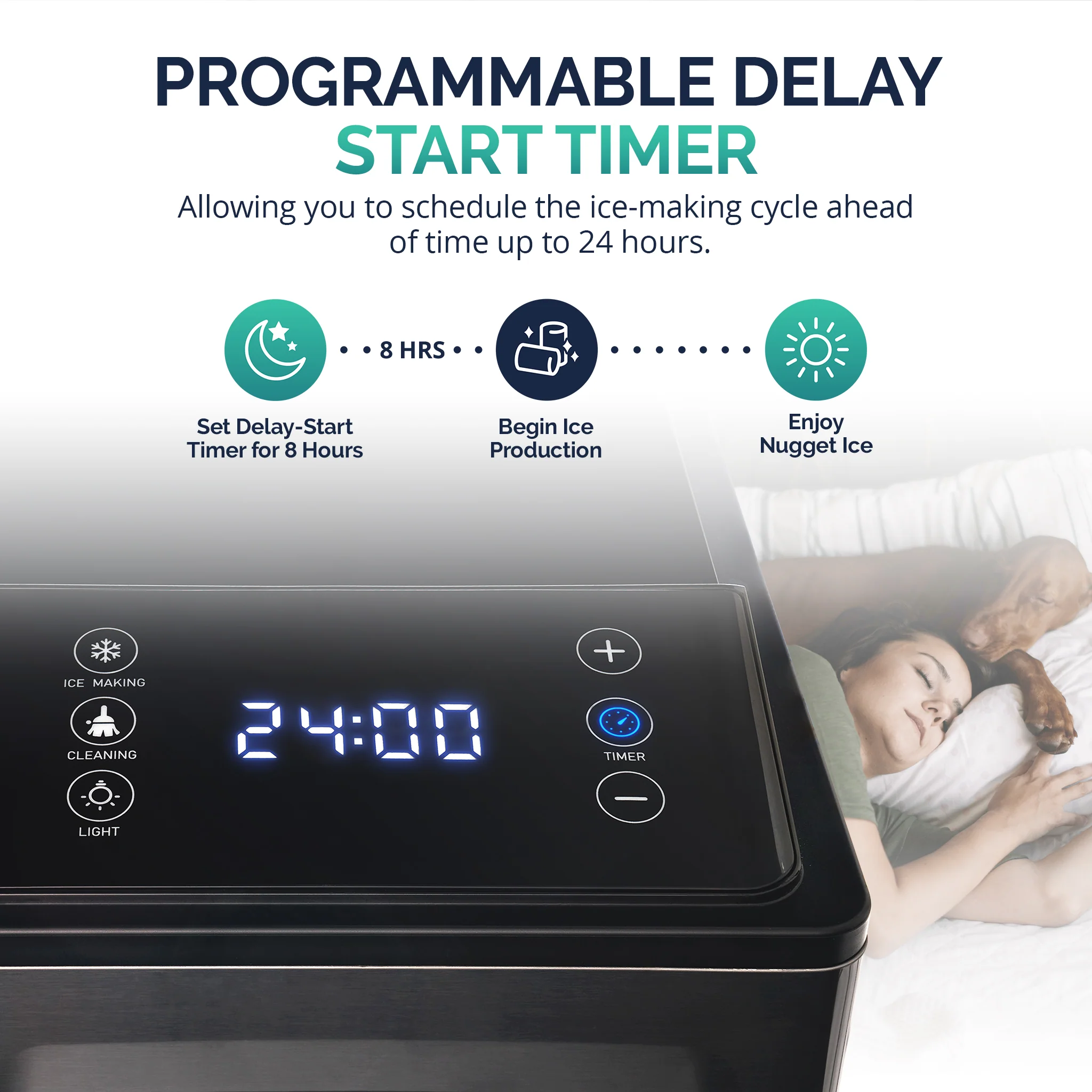 2025 Luma? Bovenblad Ijsmachine, Nugget Ijs, 44 lbs/dag, Zwart Roestvrijstaal