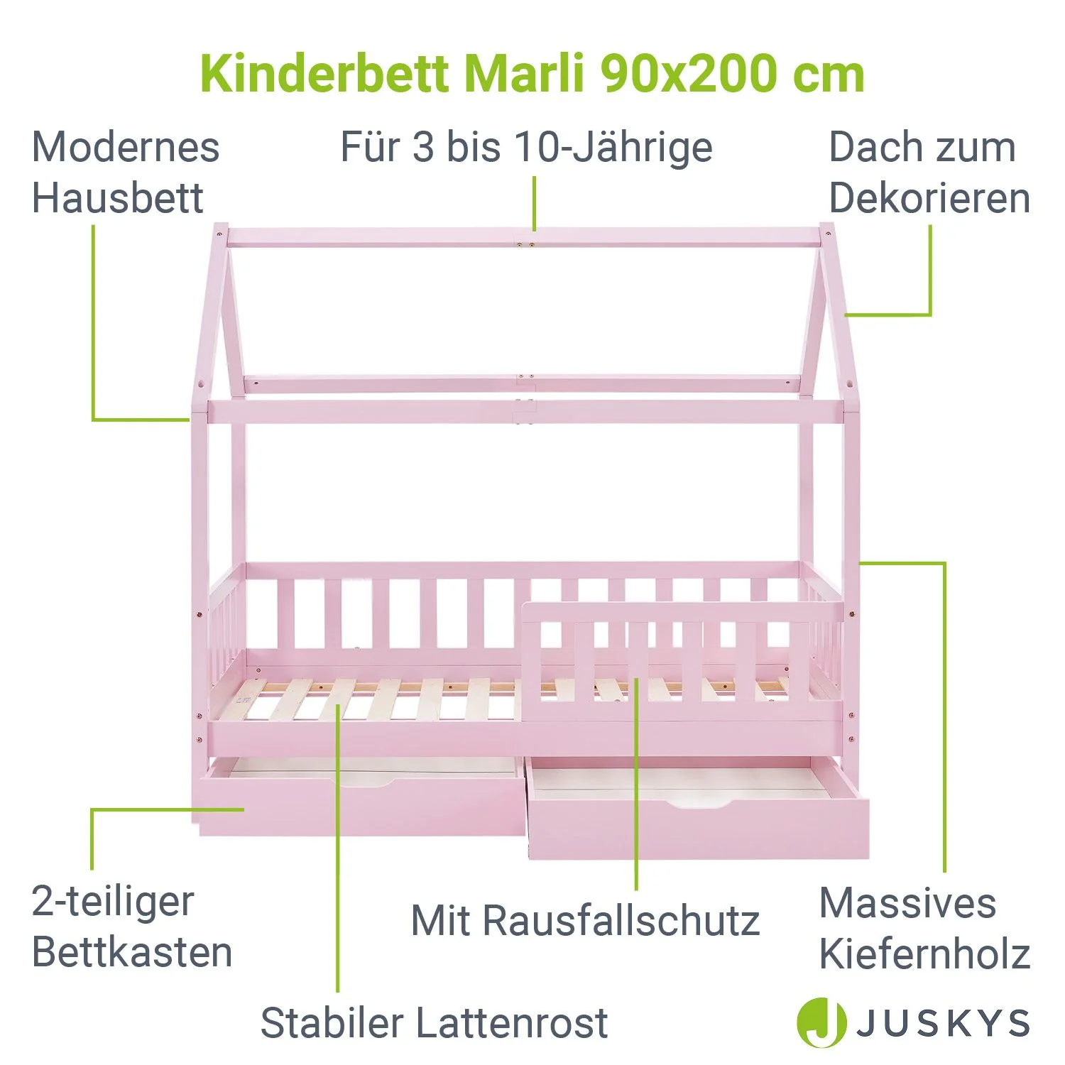 2025 Kinderbed Marli 90 x 200 cm met opberglade