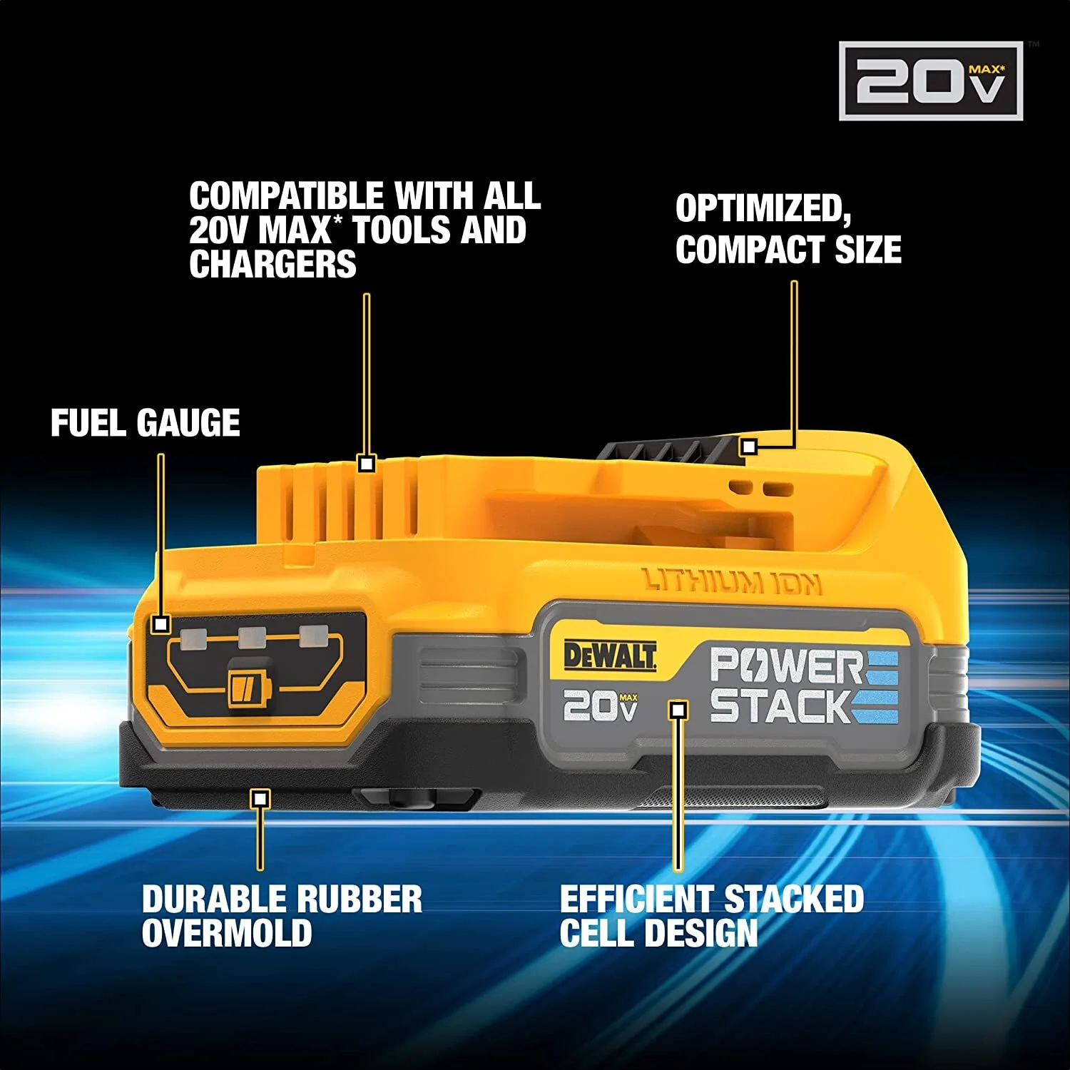 2025 DeWALT DCBP034-2 Compacte Impactbestendige 20V MAX POWERSTACK Batterijen - Verpakking van 2