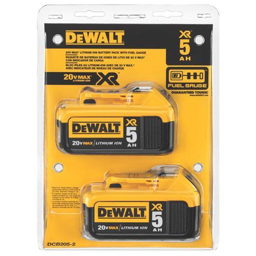 2025 DeWALT DCB205-2 20V MAX Premium XR 5.0Ah Lithium-Ion Batterij voor Elektrisch Gereedschap - 2 Stuks