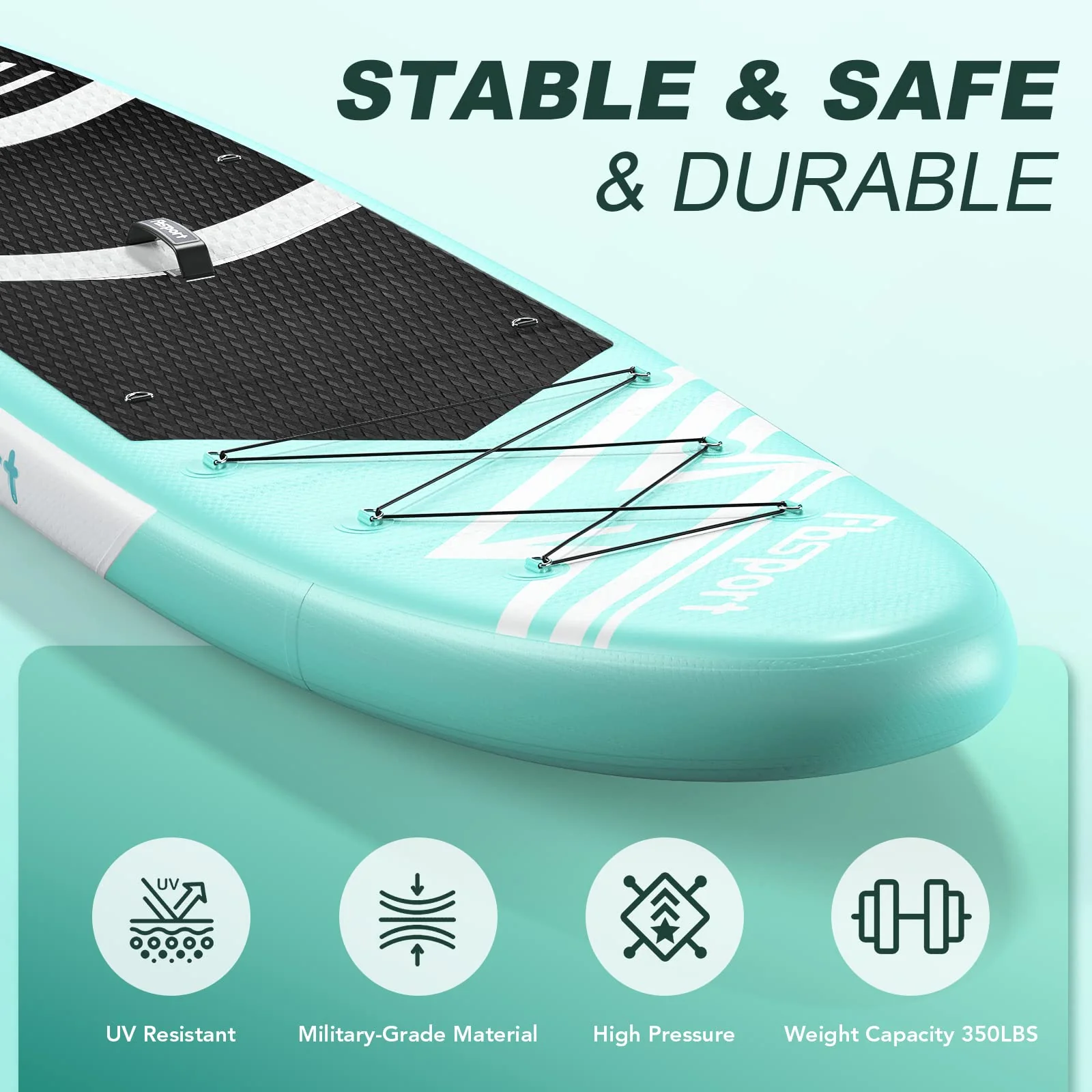 2025 FBSPORT Opblaasbare SUP Paddleboard, 15 cm Dikke Stand Up Paddleboard, Set met Verstelbare Aluminium Peddel en Pomp (Groen)