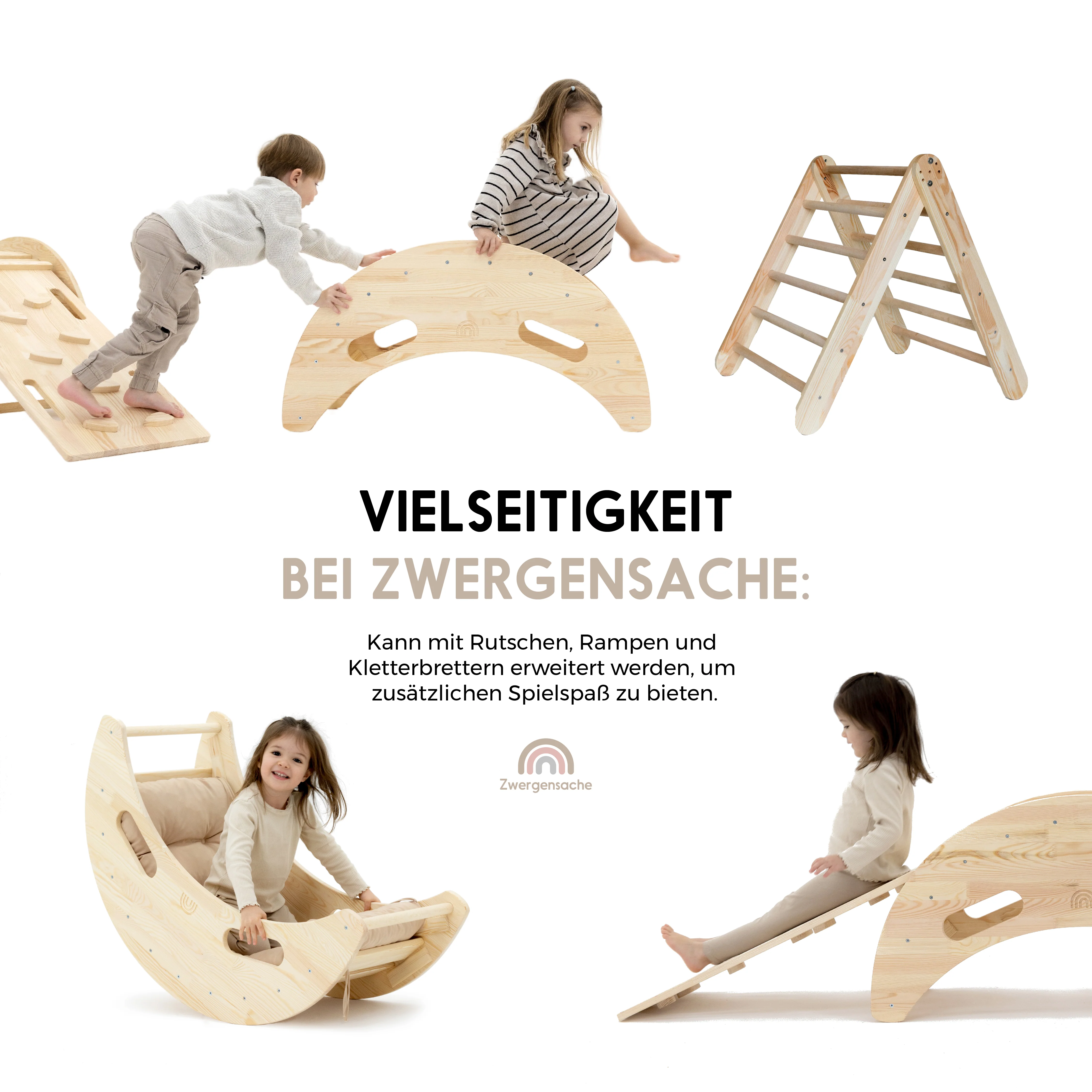 2025 Zwergensache klimdriehoek �C Montessori klimrek van hout voor peuters en jonge kinderen