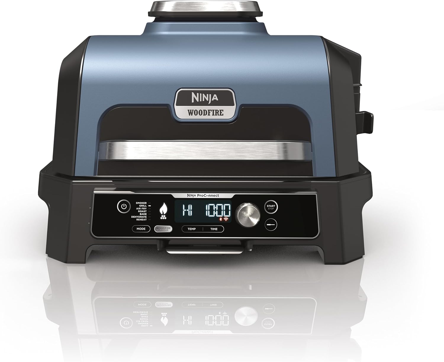 Ninja Woodfire Pro Connect XL Electric BBQ Grill & Smoker with App Control, Digital Sensor, Large 7-in-1 Grill & Air Fryer with Wood Fire Pellets, Weatherproof, Black OG901EU