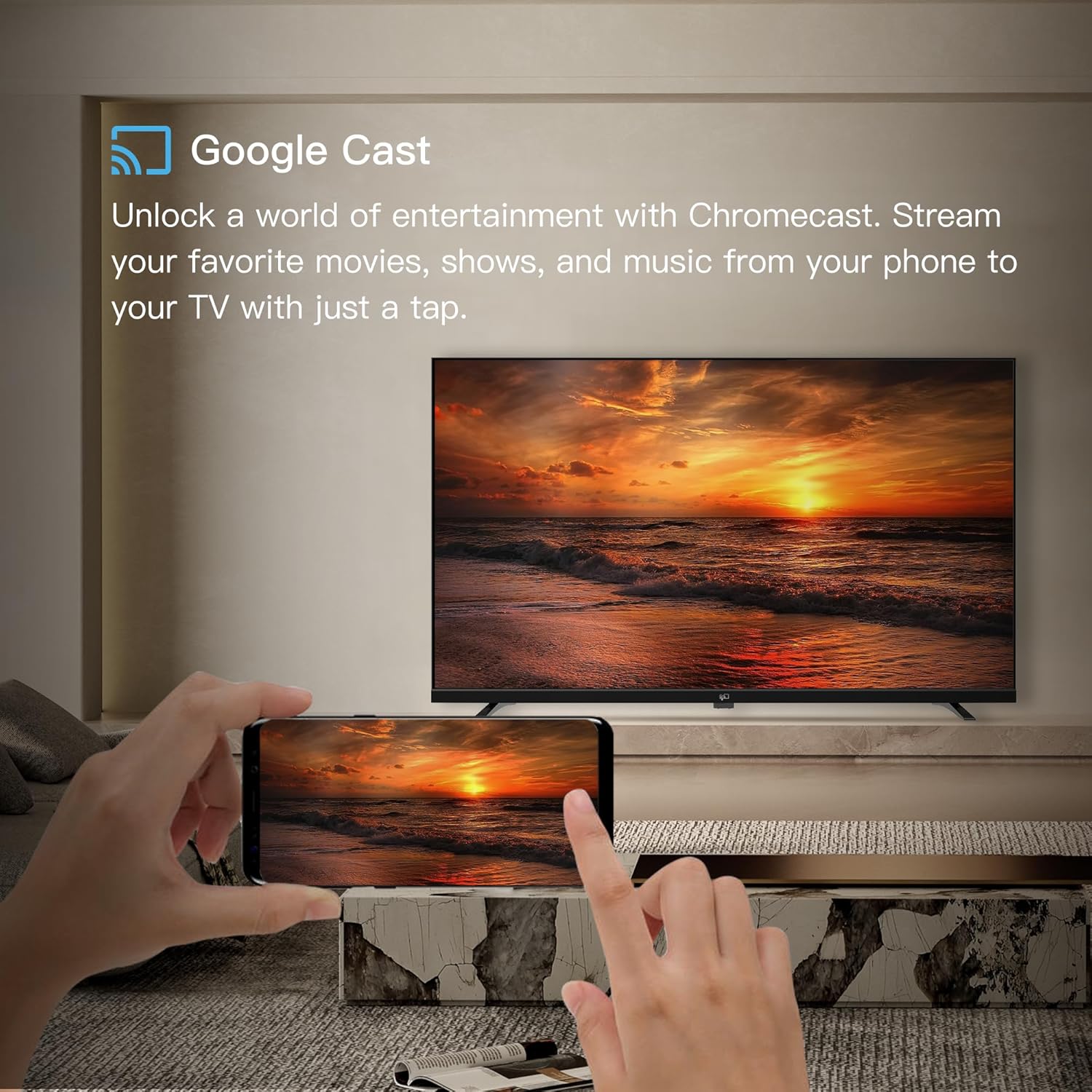 FPD 32 Inch Smart TV with Google TV HD 720P with Integrated Google Play and Google Cast HDR 10, Dolby Audio, Voice Control, D-Transmission, Black