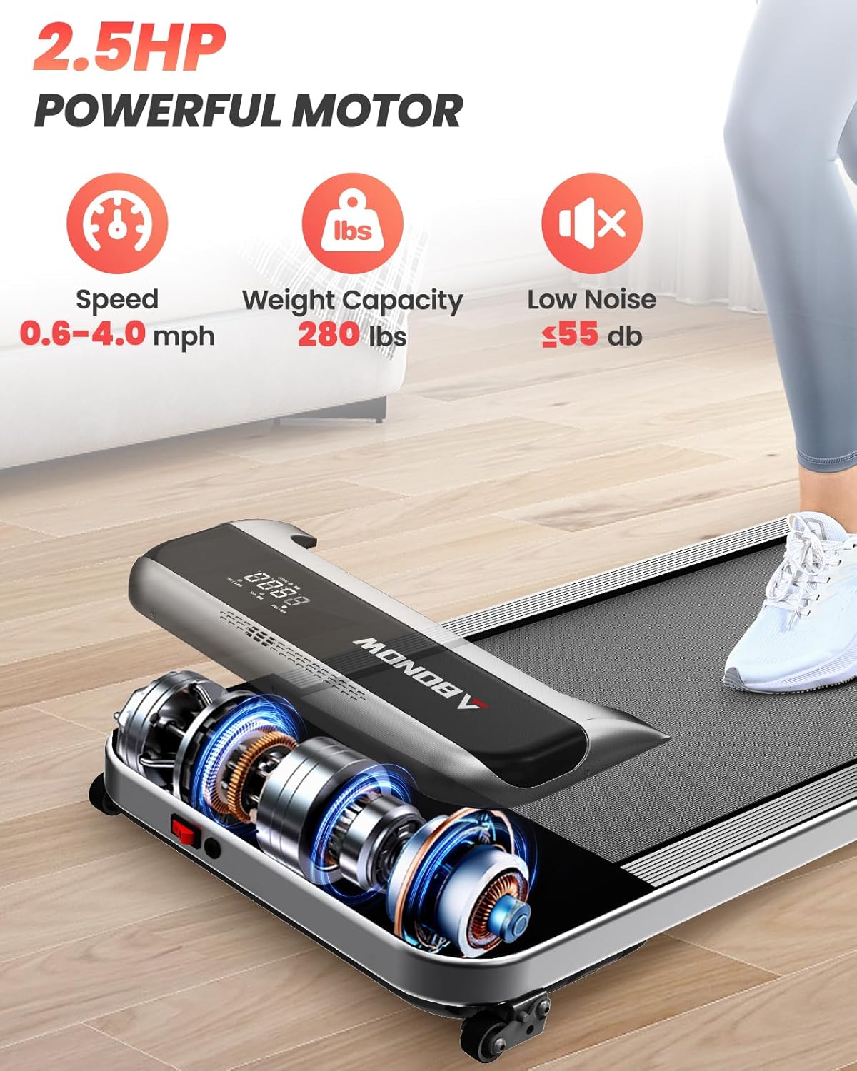 2025 Caminadora Walking Pad met Hellingshoek voor Thuiswerken �C Draagbare Loopband van 2.5HP met Draagvermogen van 280 lbs, Afstandsbediening en LED-scherm