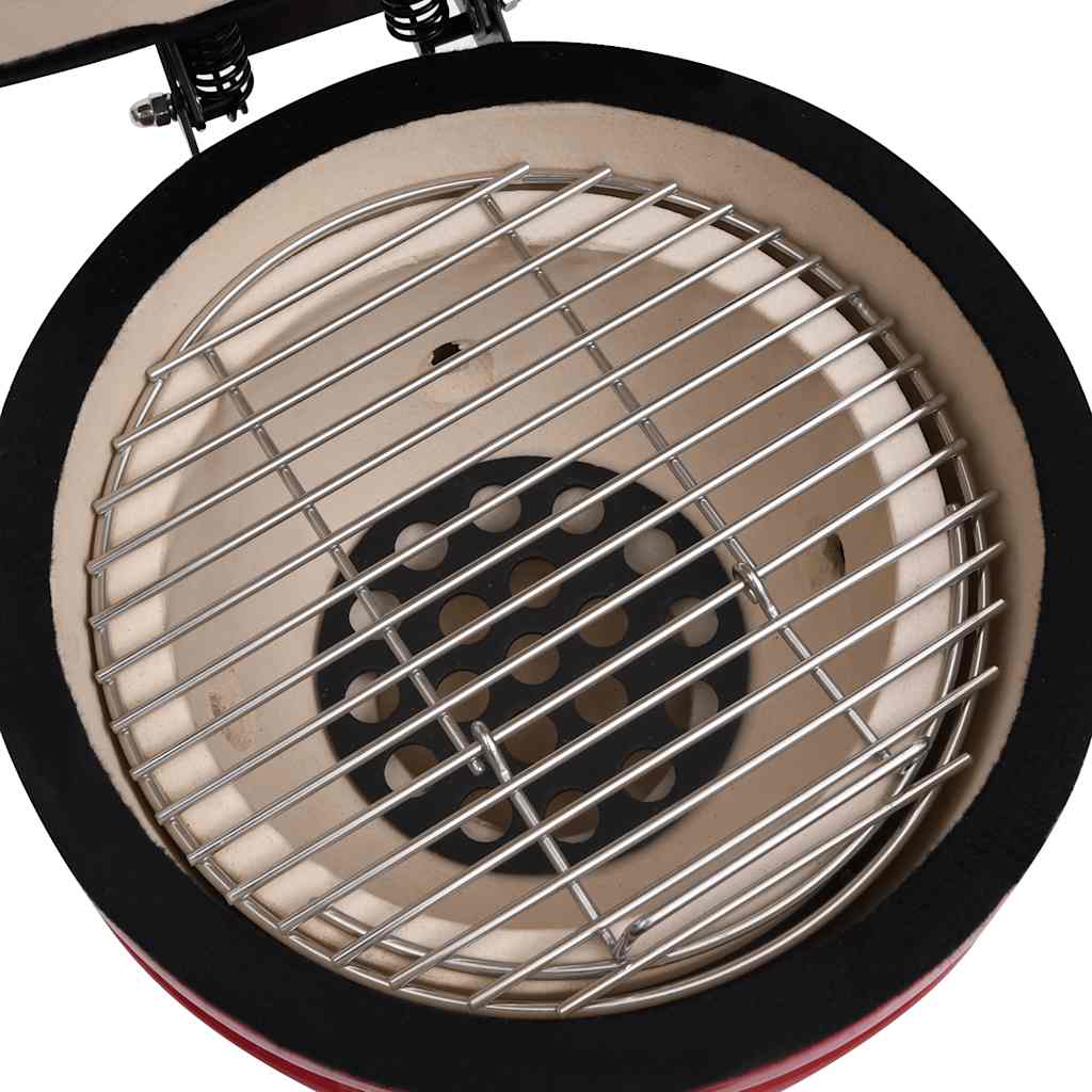 2025 Kamado Barbecue Grill en Smoker Keramiek 56 cm Temperatuurmeter Rood BBQ