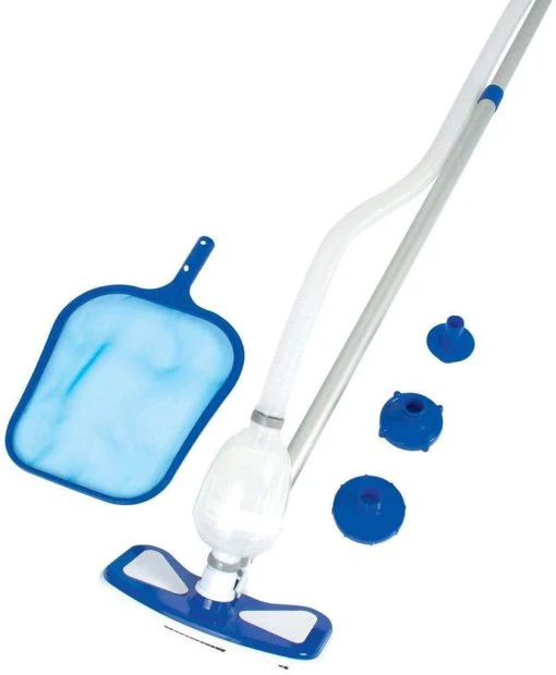 Bestway Power Steel 18' x 9' x 48' bovengrondse zwembadset met metalen frame, zwembadzandfilterpomp, skimmer en stofzuiger