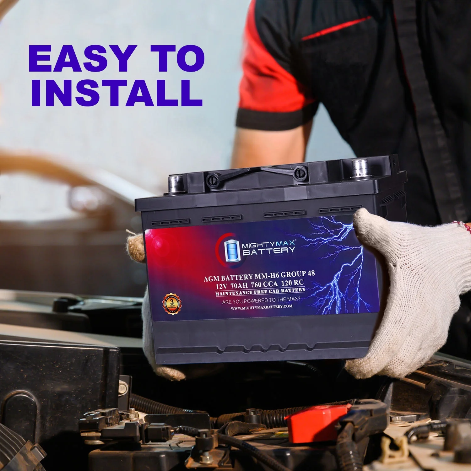 Vervangingsbatterij MM-H6 Groep 48 12 V 70 Ah 120 RC 760 CCA �C Compatibel met Chevrolet Silverado 1500 1/2 Ton 2007�C2013