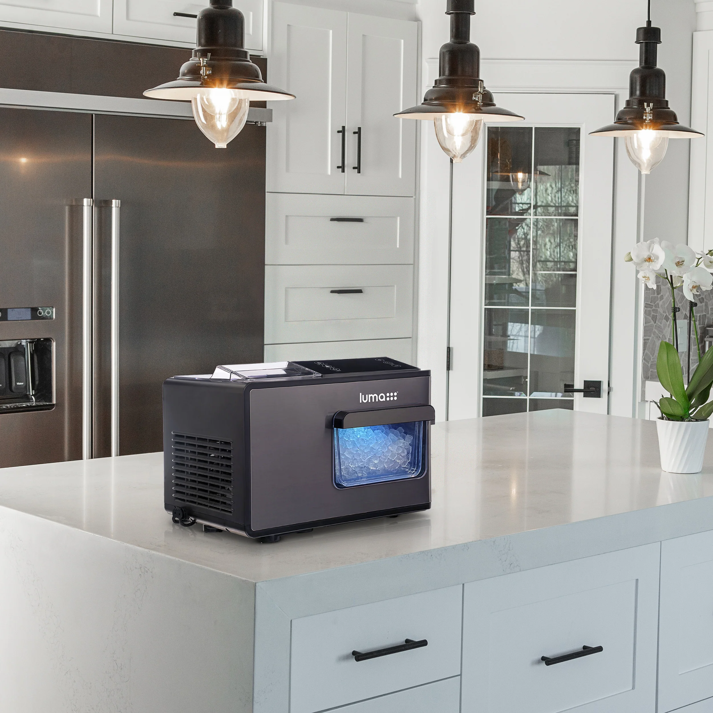 2025 Luma? Bovenblad Ijsmachine, Nugget Ijs, 44 lbs/dag, Zwart Roestvrijstaal