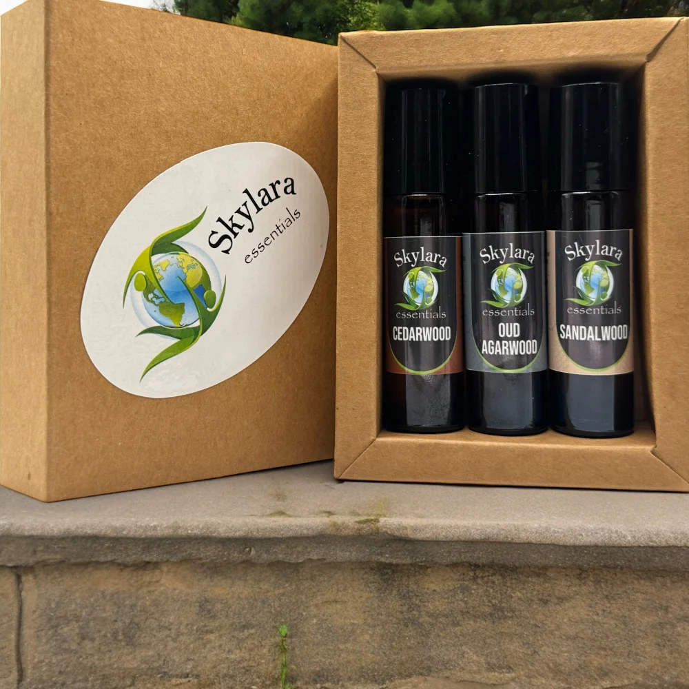 Woodsy Essential Oil Set 10ml Roll On - Cedarwood, Oud Agarwood, Sandalwood