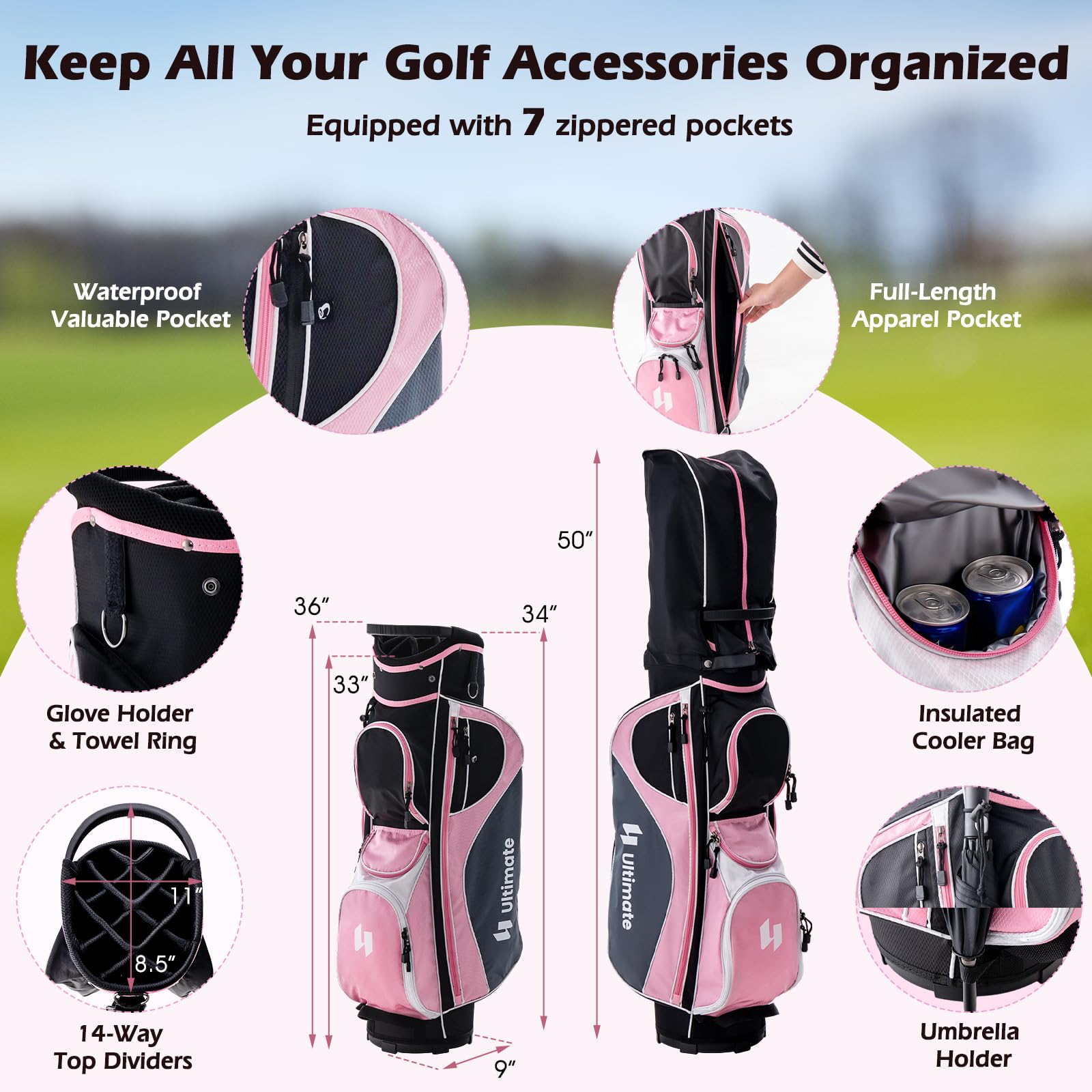 Complete Golf Club Set for Women, 11 PCS Right Handed Golf Clubs with 460CC