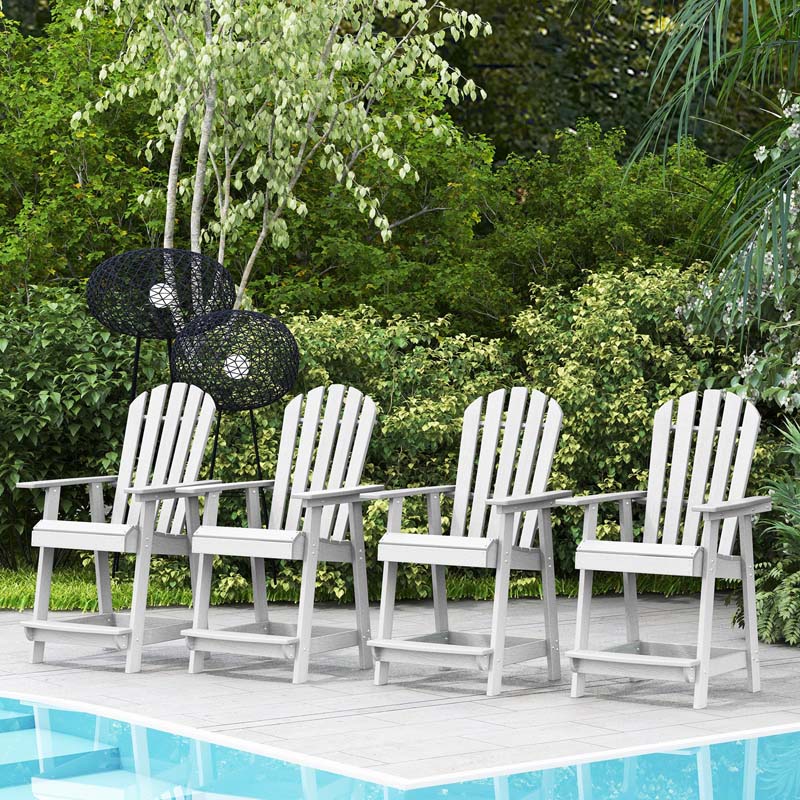 Outdoor HDPE Tall Adirondack Chair with Armrest & Footrest, Weather Resistant 47