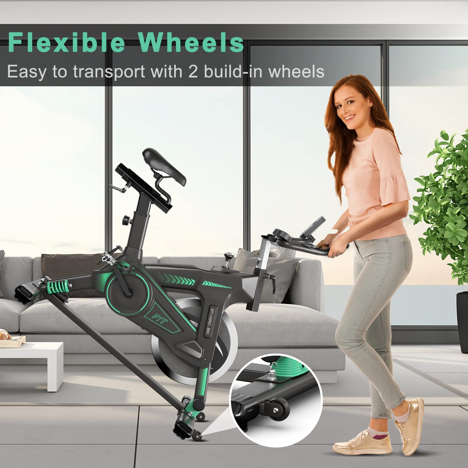 Indoor Cycling Bike, Stationary Exercise Bike Workout Bike with Device Holders