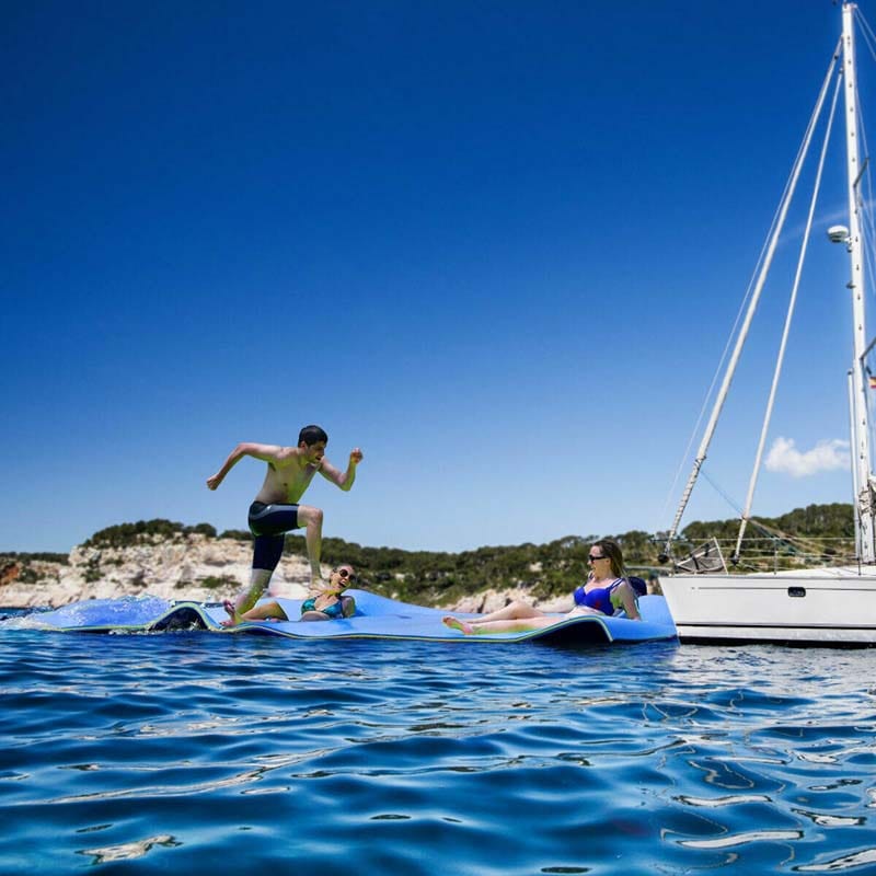 12 x 6 FT Floating Water Pad 3-Layer Tear-Resistant XPE Foam Mat Roll-Up Floating Island for 4-6 Person