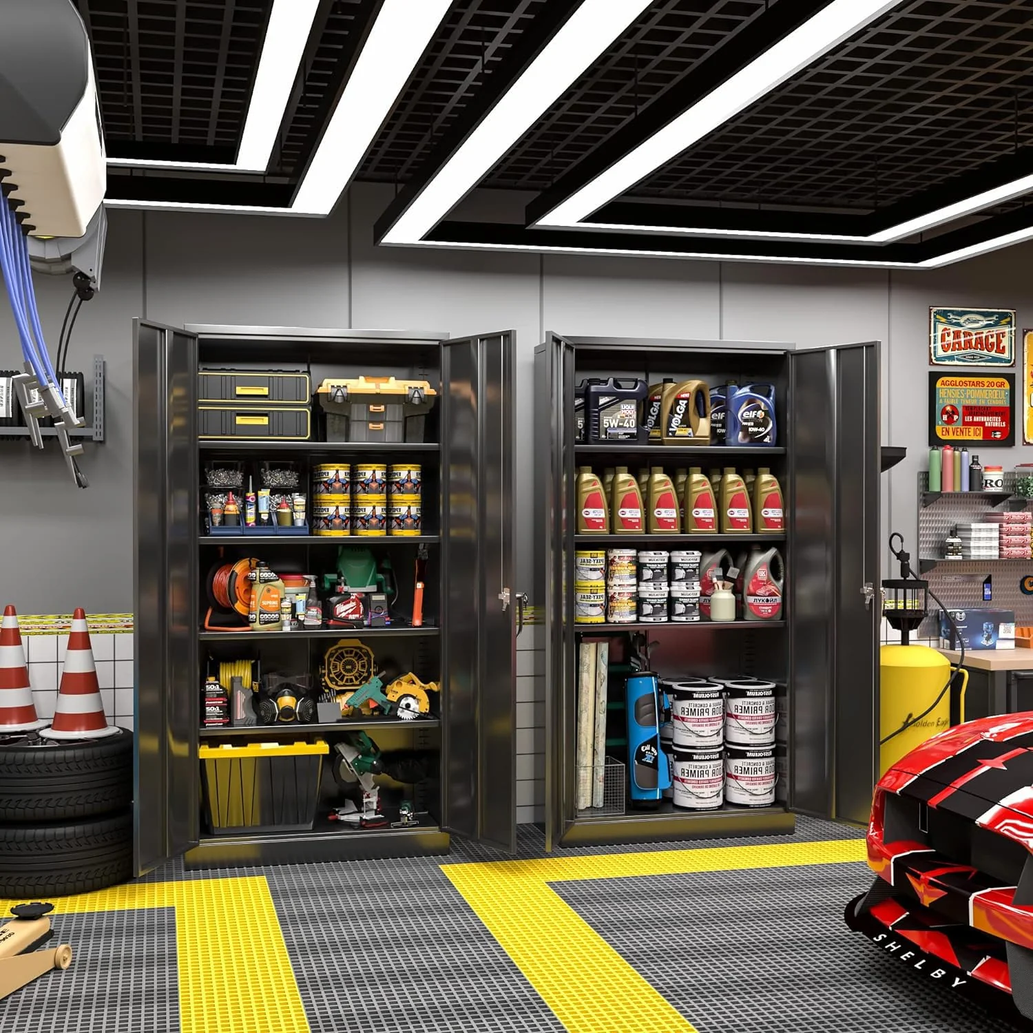 Greenvelly 72?? Black Storage Cabinet with Doors