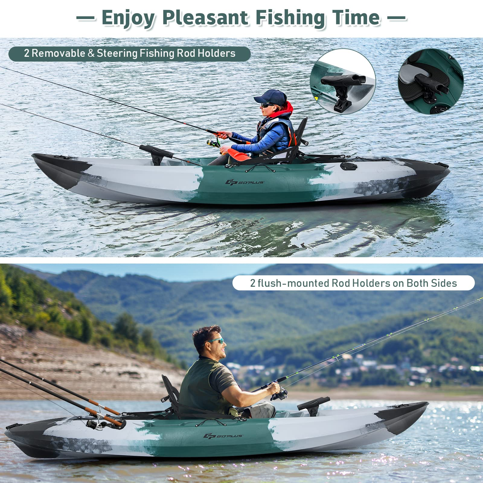 Sit-on-Top Fishing Kayaks for Adults, 9.7 FT One Person Recreational Touring Kayak