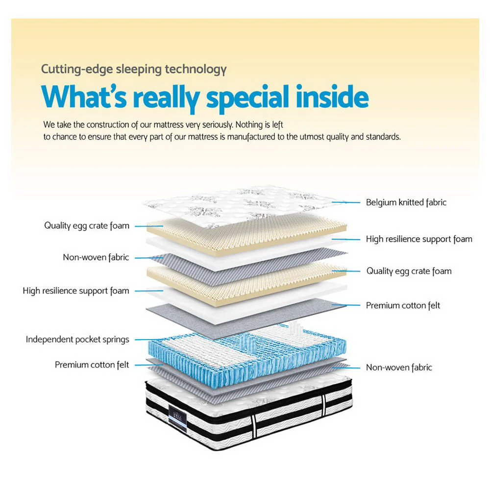 Giselle Bedding 34cm Mattress Euro Top Pocket Spring Double