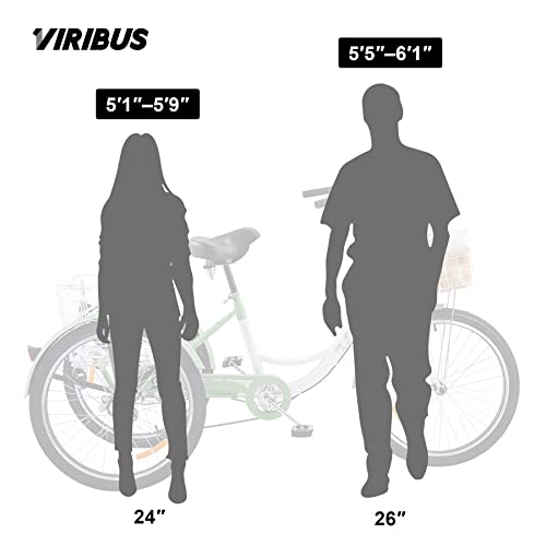 Viribus Adult Tricycle 7-Speed, 24��� Wheels, High Carbon Steel Frame, Front & Rear Baskets, Adjustable Saddle