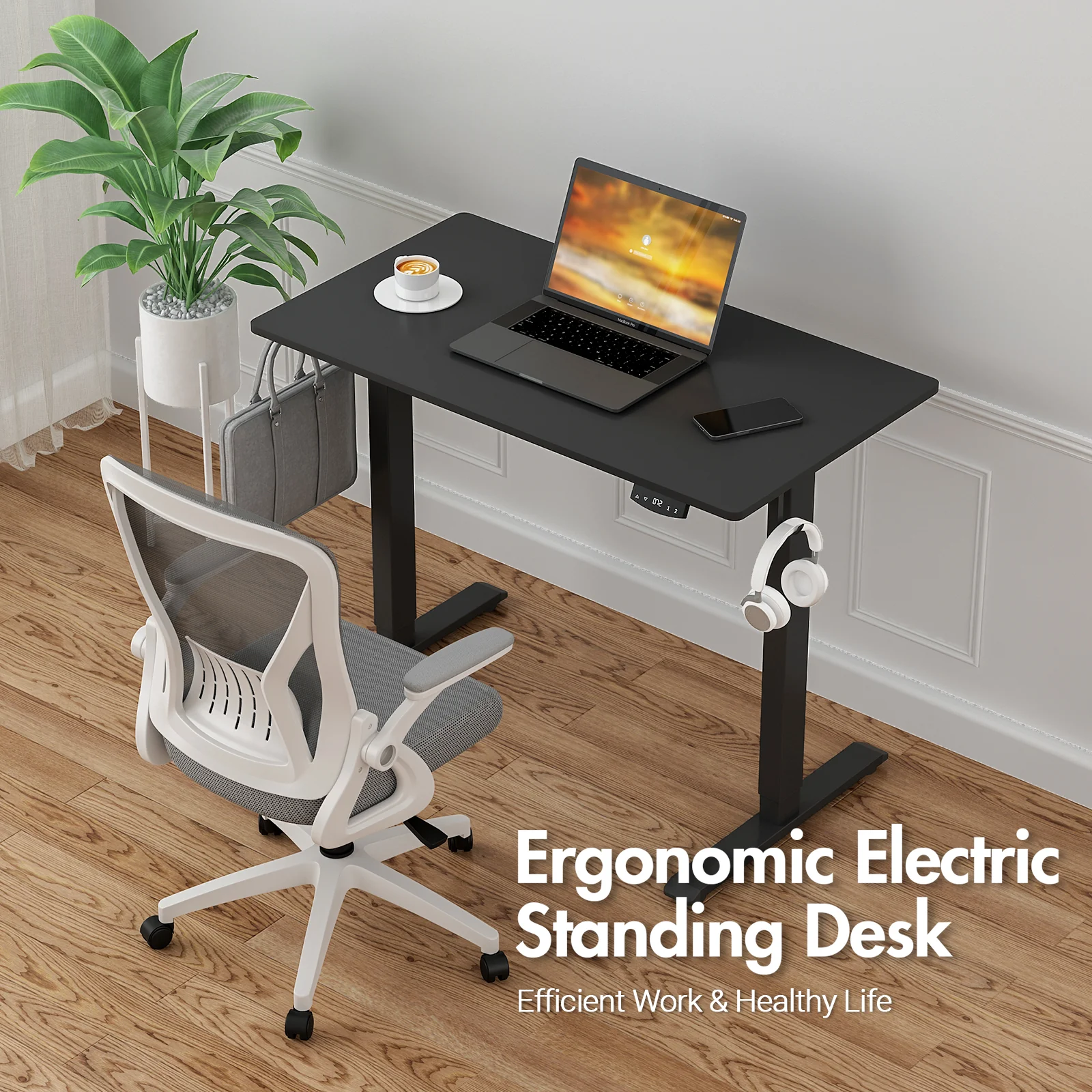 Electric Standing Desk Height Adjustable 100cm Black