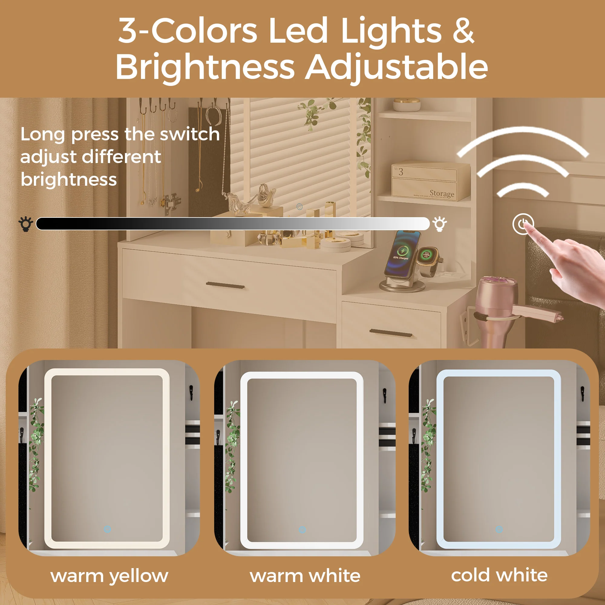 Dressing Table Stool Set with Mirror