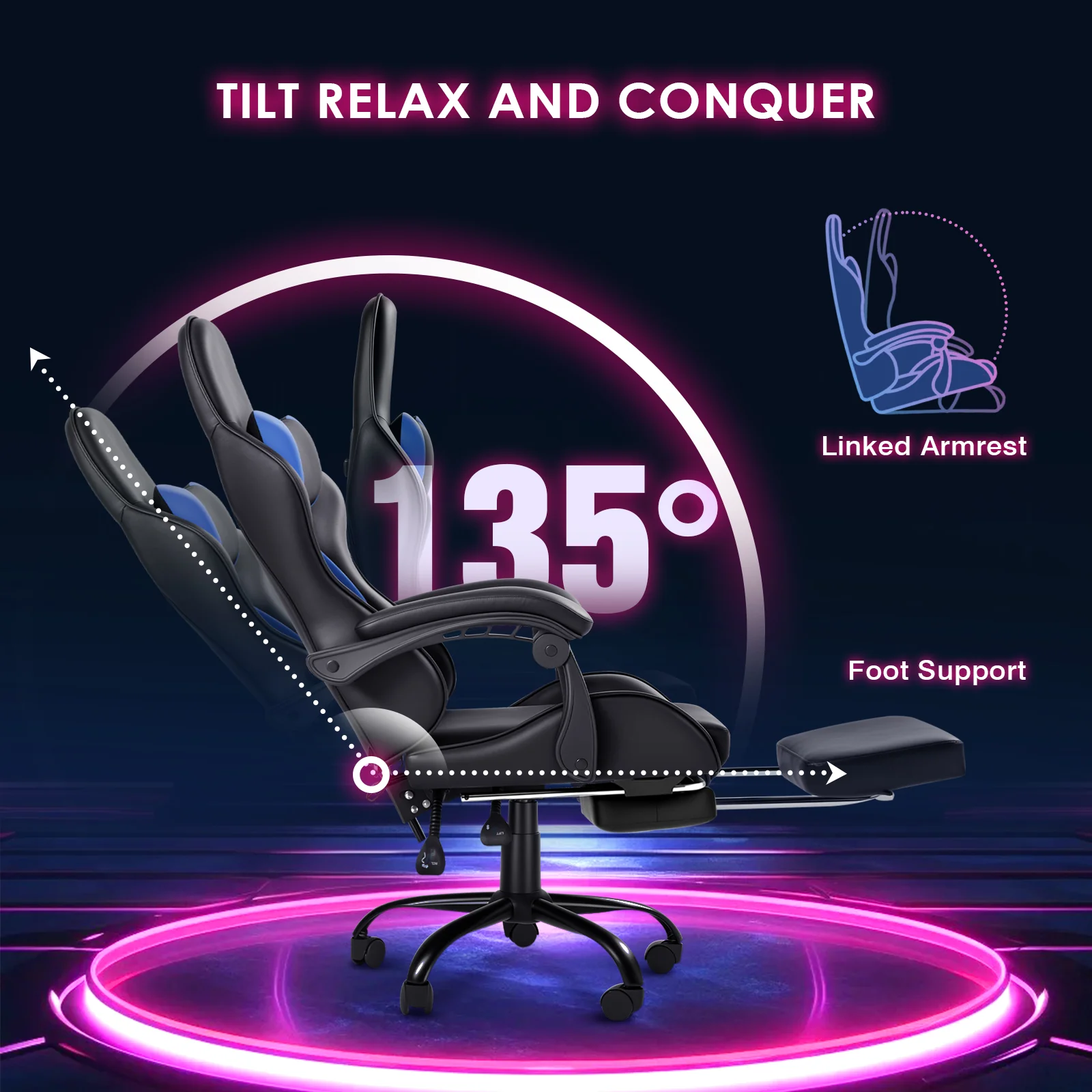 Gaming Desk and Gaming Chair Set Black & Blue