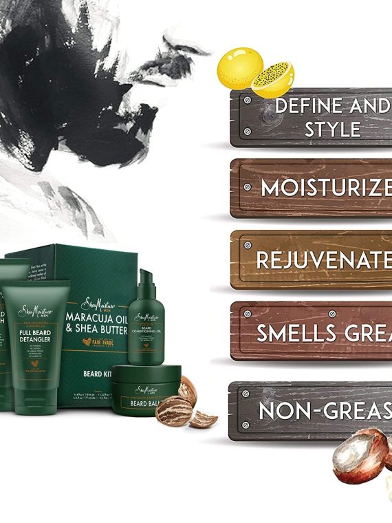 2024 SheaMoisture Beard Kit for Men  Beard Wash  Beard Balm  Beard Oil  Beard Conditioner  Complete Beard Grooming Kit  Gifts for Men  Gifts for Husband  Natural Ingredients  Shea Butter & Maracuja Oil