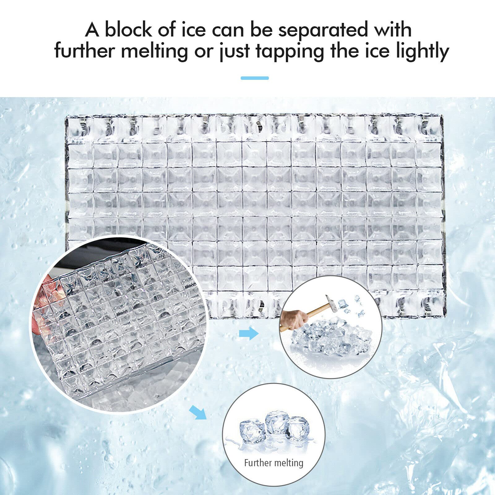 Commercial Home Ice Maker Machine, Built-in Stainless Steel Electric Ice Cube Maker, 33lbs Storage Capacity & Ice Shovel