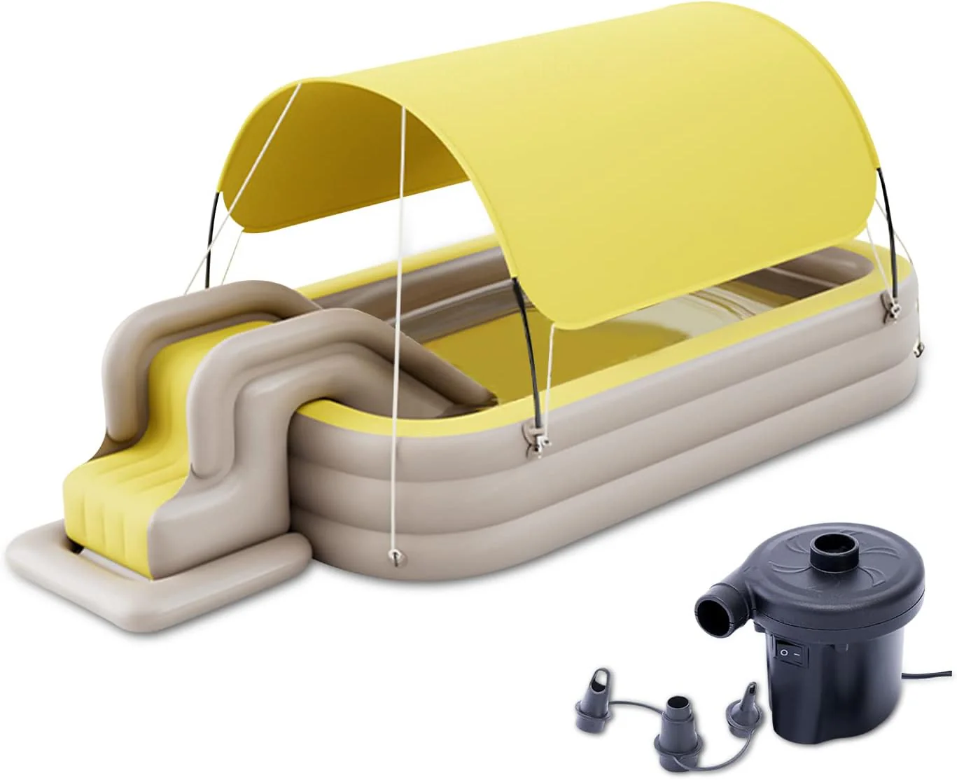 Inflatable Swimming Pool with Water Slide, Inflatable Slide Water Pool with Awning, Inflatable Mega Bouncy Castle Water Park, Swim Centre Pools for Backyard, Garden, Summer Water Party