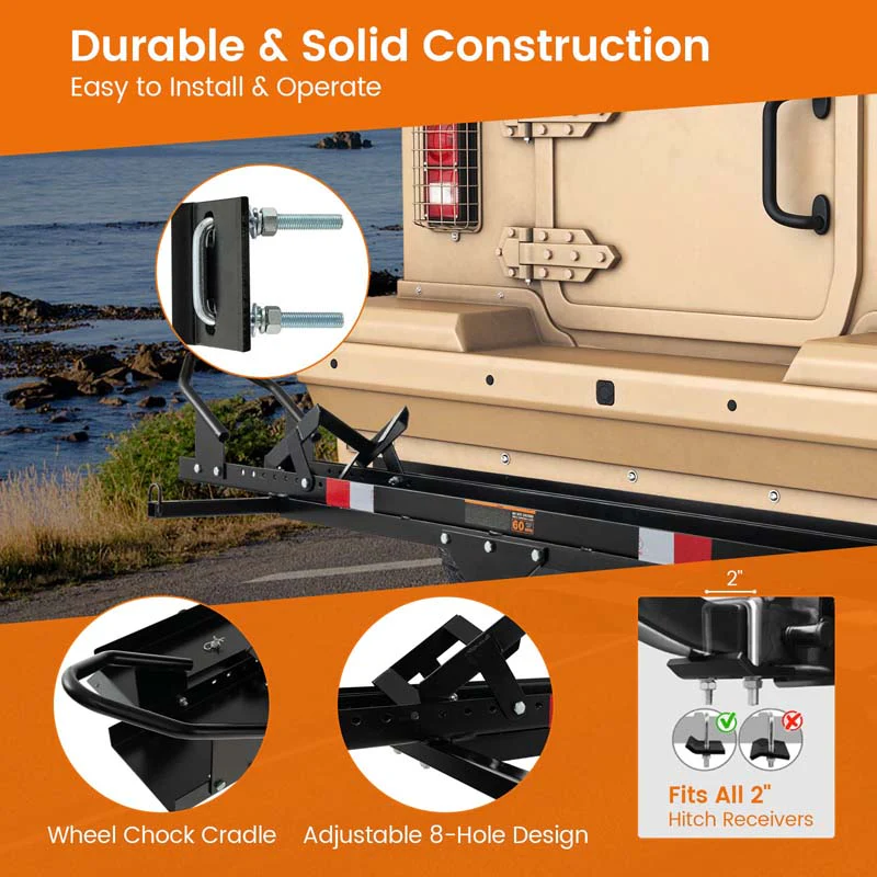 600LBS Motorcycle Hitch Carrier Fit Up to 7.5