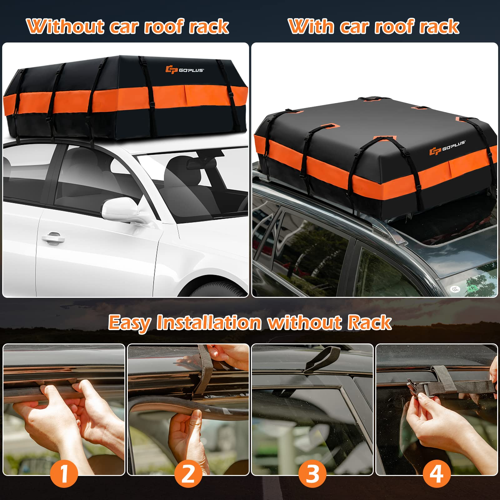 Car Rooftop Cargo Carrier Bag, 21 Cubic 100% Waterproof Soft Car Roof Bag for All Vehicles with/Without Rack