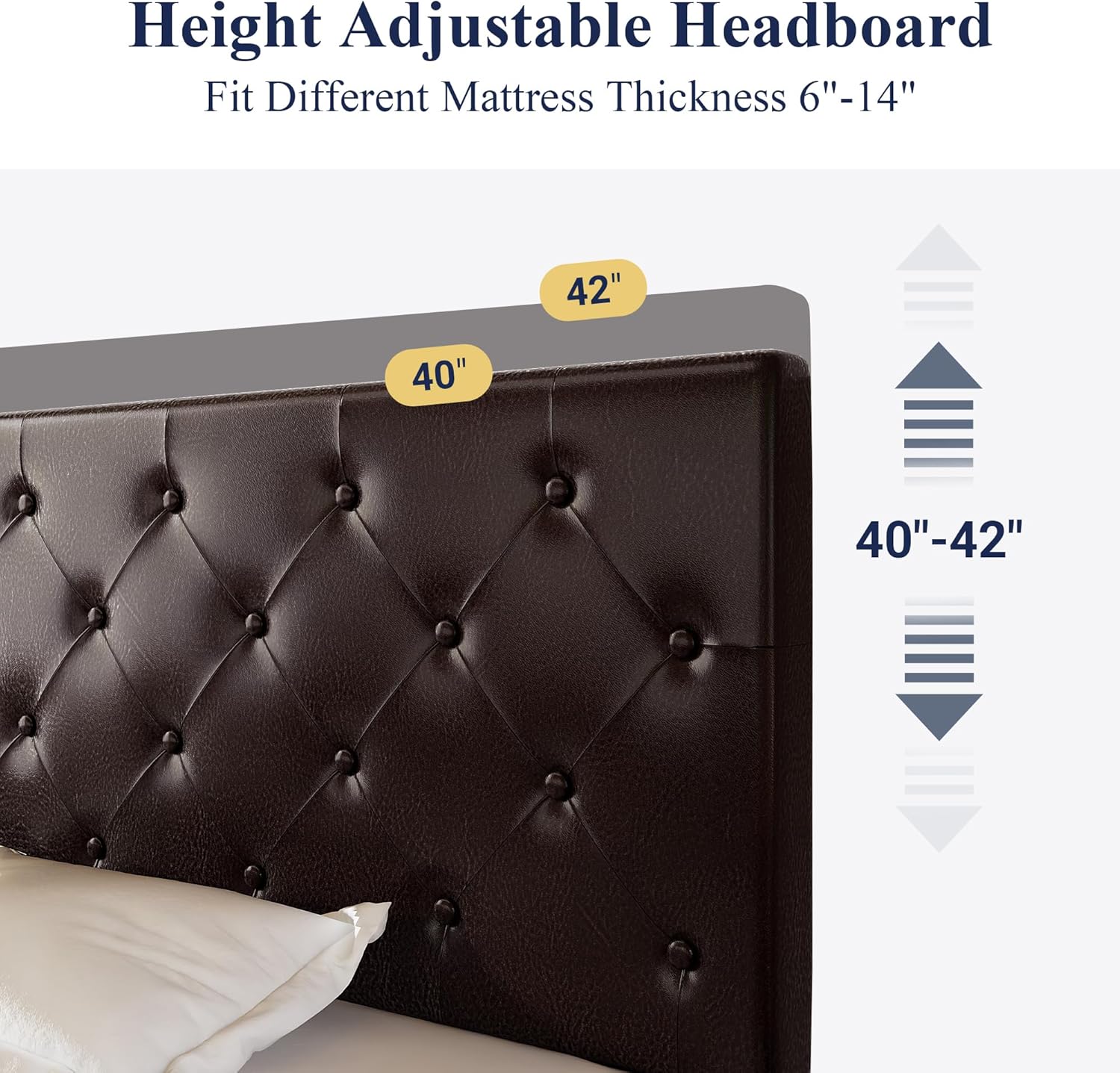 Allewie Upholstered Queen Size Platform Bed Frame with 4 Storage Drawers and Headboard, Square Stitched Button Tufted, Mattress Foundation with Wooden Slats Support, No Box Spring Needed, Light Grey