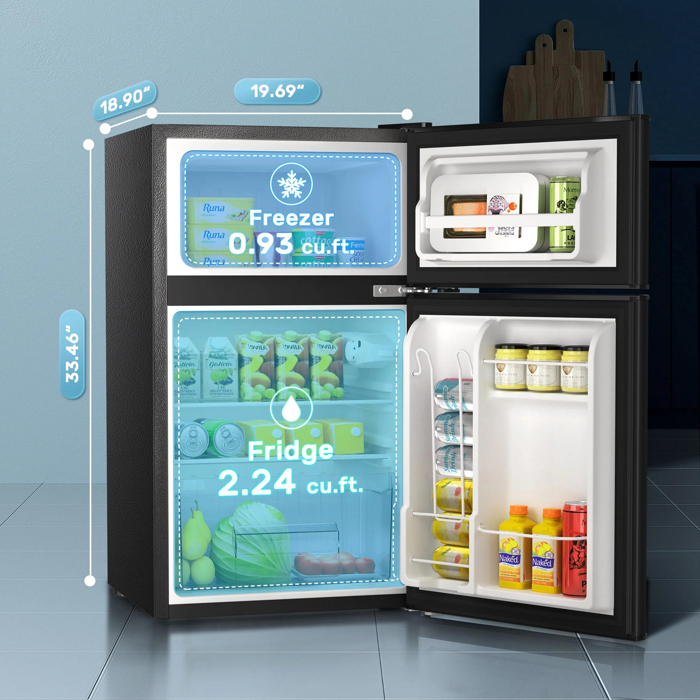 3.2 cu. ft. 2-Door Mini-Refrigerator in Black