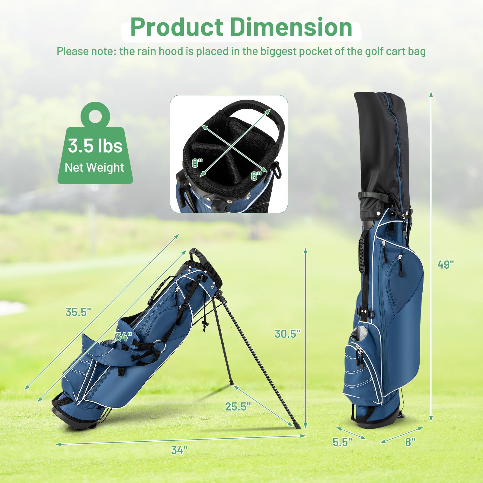 Golf Stand Bag, Lightweight Golf Club Bag with 4 Way Top Dividers