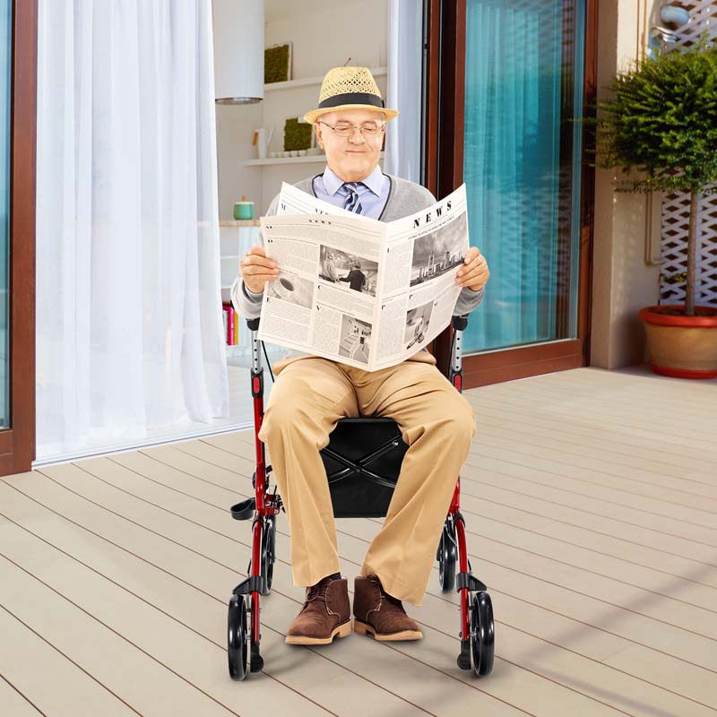 2 in 1 Folding Rollator Walker with Seat & 8