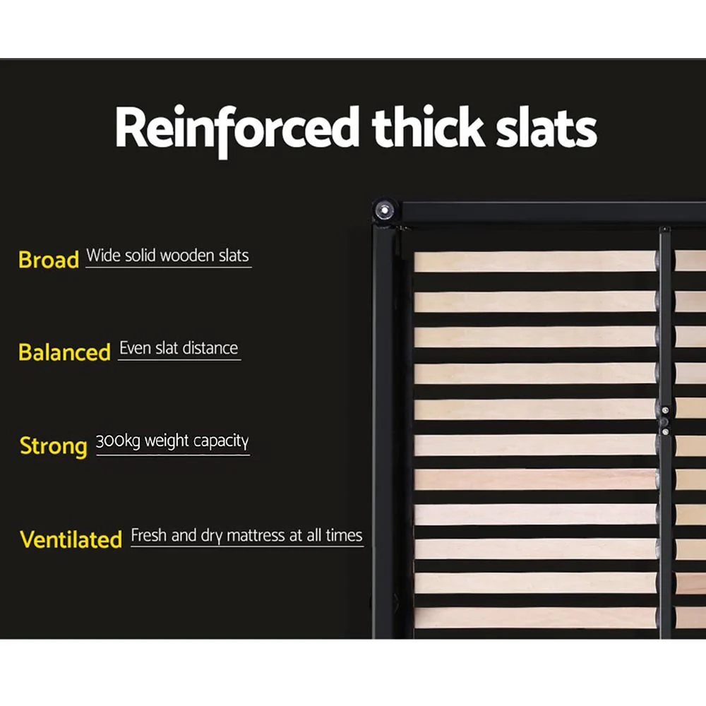 Artiss Issa Bed Frame Fabric Gas Lift Storage - Charcoal Queen