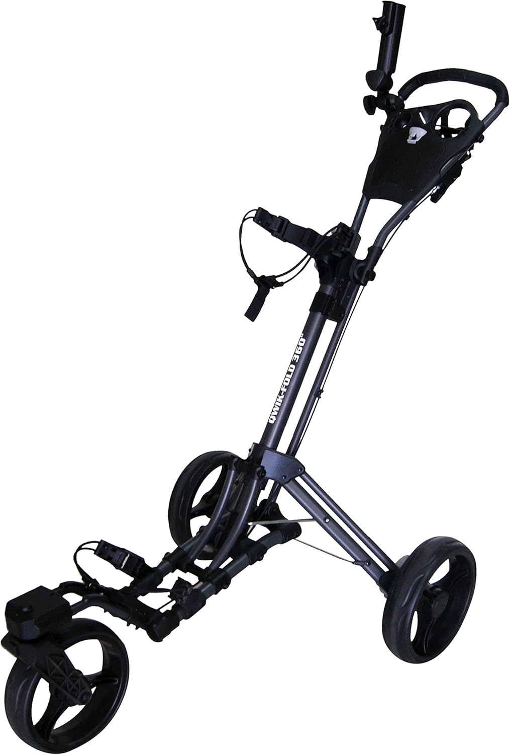 360 Swivel 3 Wheel Push Pull Golf Cart with 360 Rotating Front Wheel, One Second to Open and Close Folding Cart, Collapsible Cart