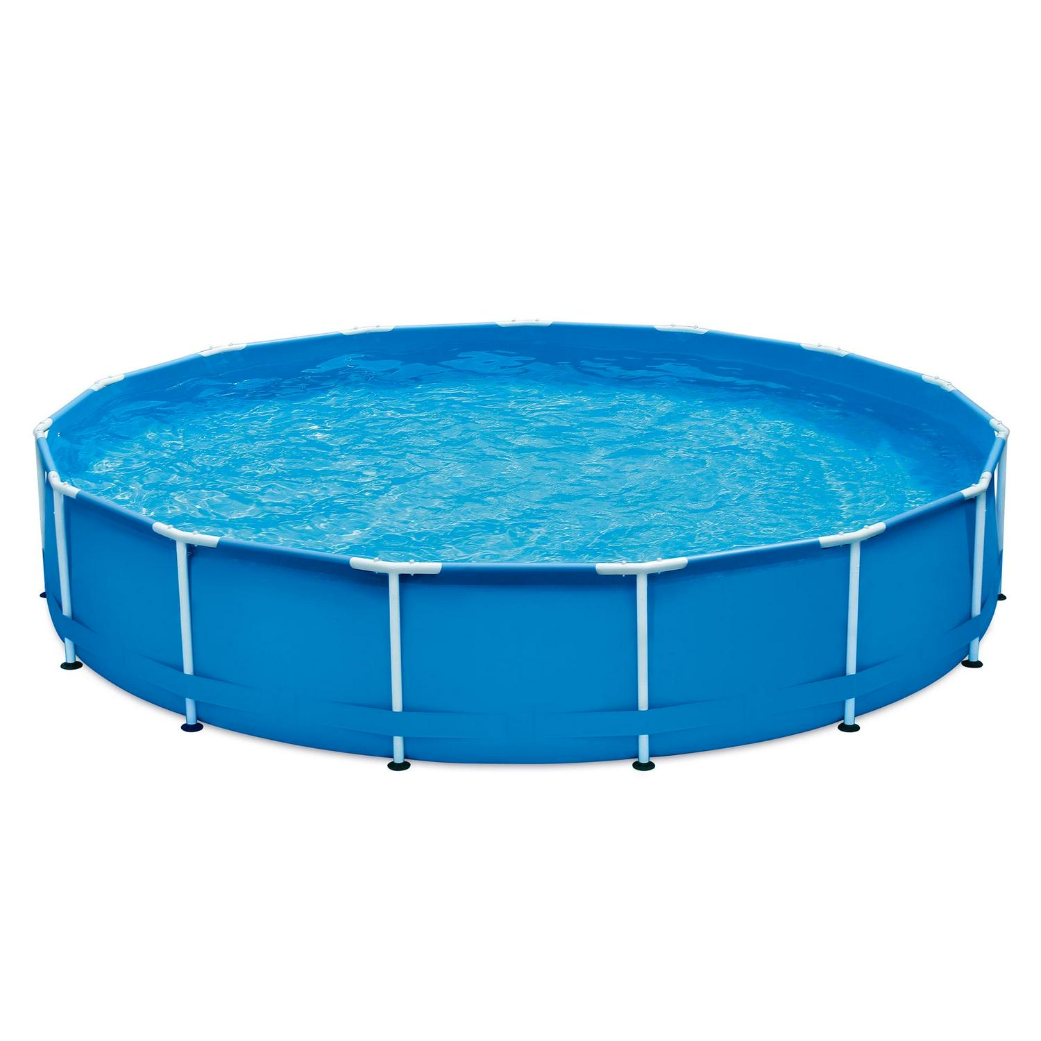 Summer Waves 15ft Round Above Ground Pool, Blue, Metal Frame, Includes Filter Pump, Ages 6+