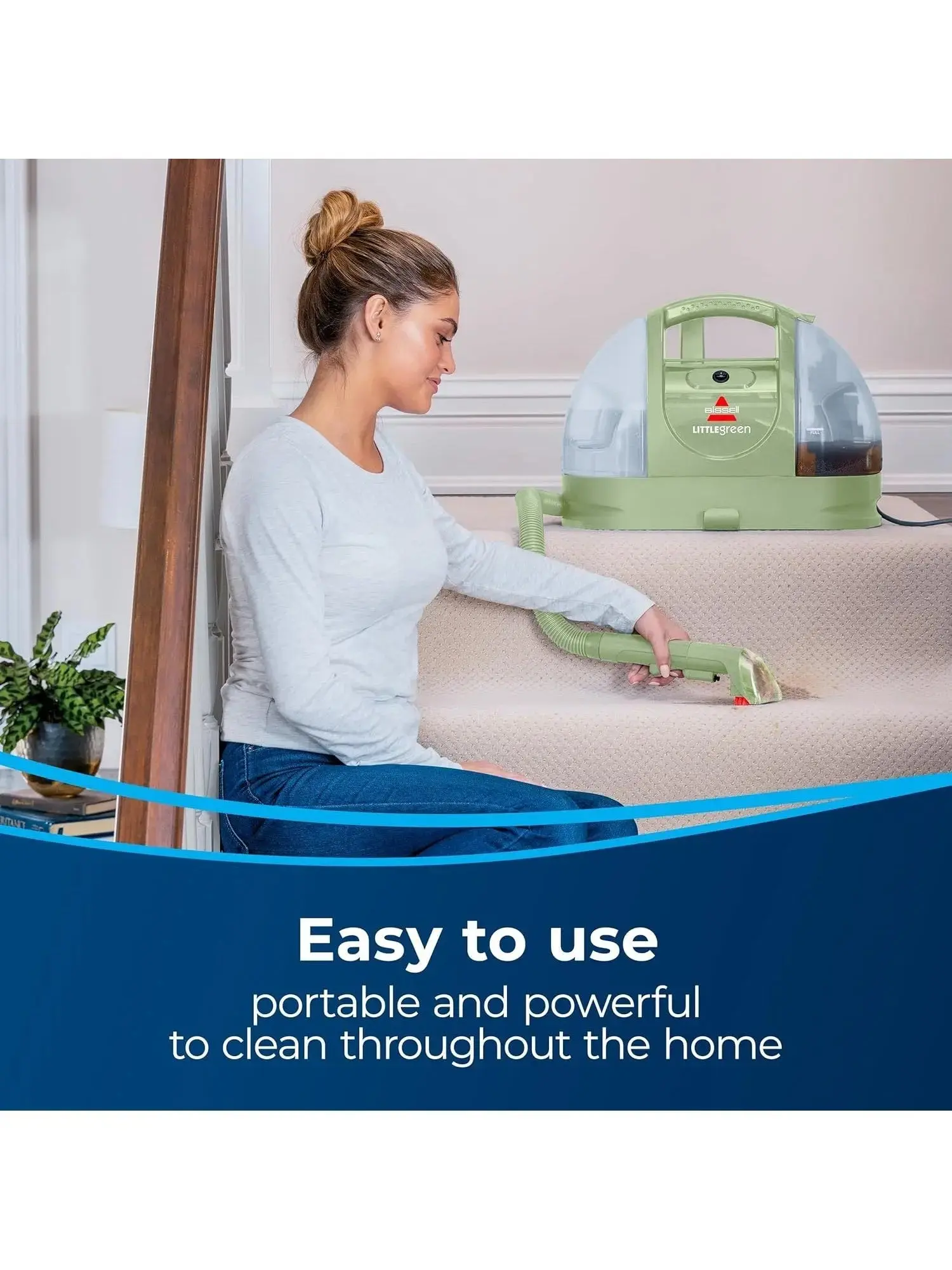 Bissell Little Green Portable Carpet & Upholstery Cleaner with Specialty Tools, 48 oz Tank, Green, 1400B