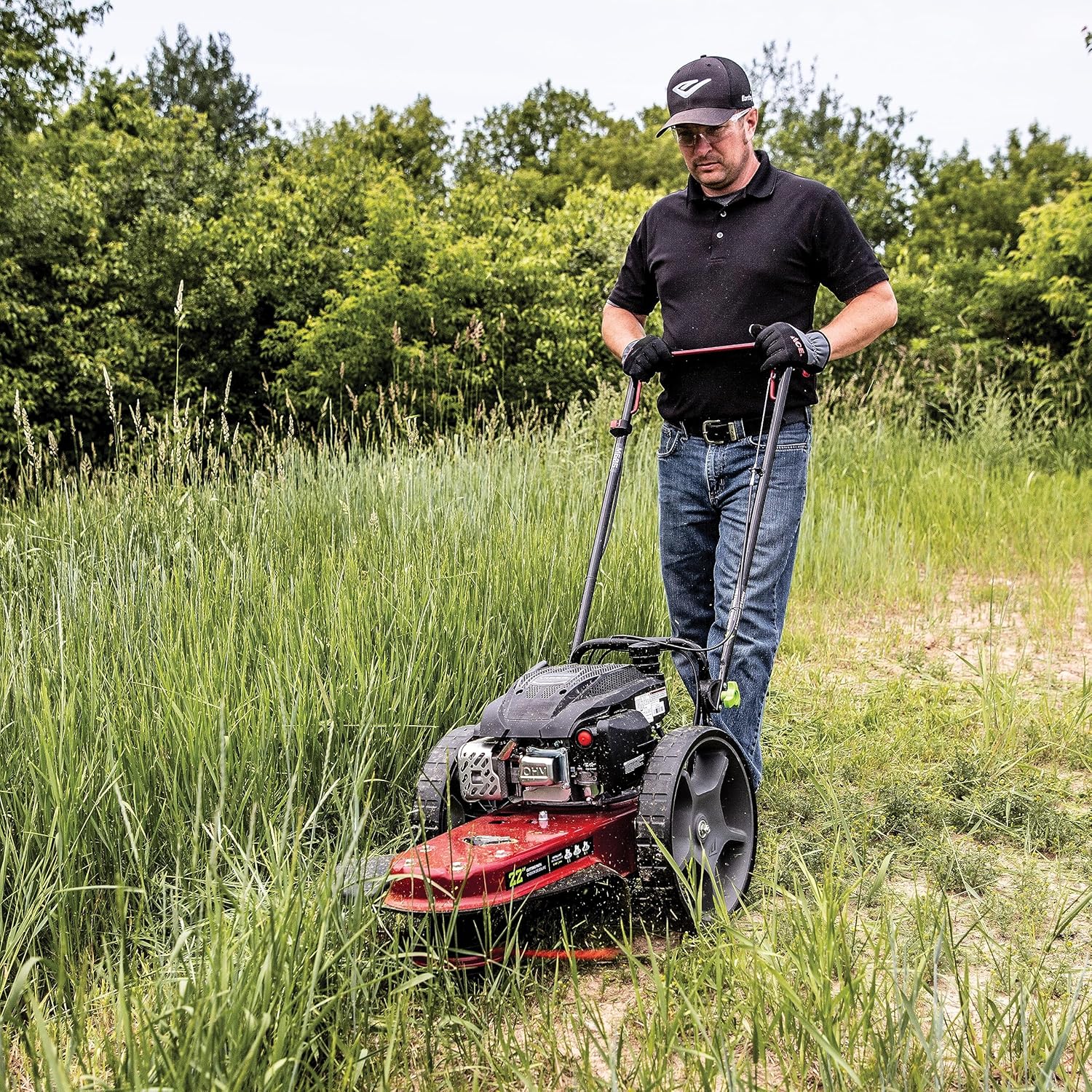 Walk Behind String Mower With 160cc Viper 4-Cycle Engine, 22 ?Cutting Diameter, 14 ?Never-Go-Flat Wheels, Easy Assembly, Adjustable Handlebar, Model # 40314
