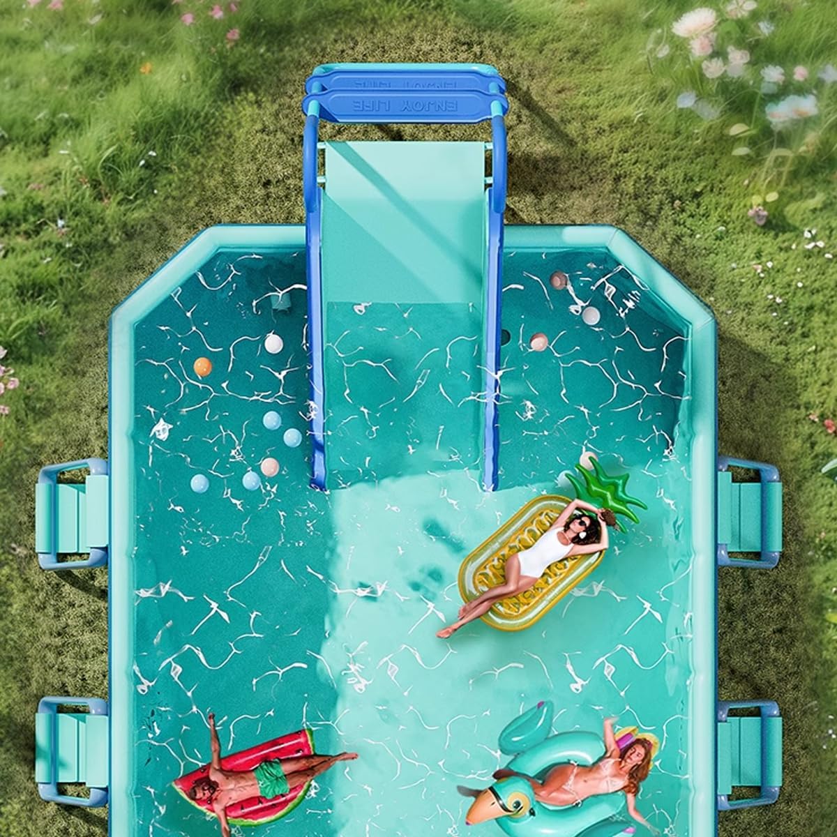 Pool Slide Inflatable Swimming Water Slide, Summer Swimming Pool Supplies Universal Trampoline Ladder Backyard Slide Home Playground Equipment