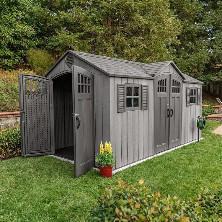 Lifetime 15�� x 8�� Rough Cut Dual-Entry Outdoor Storage Shed