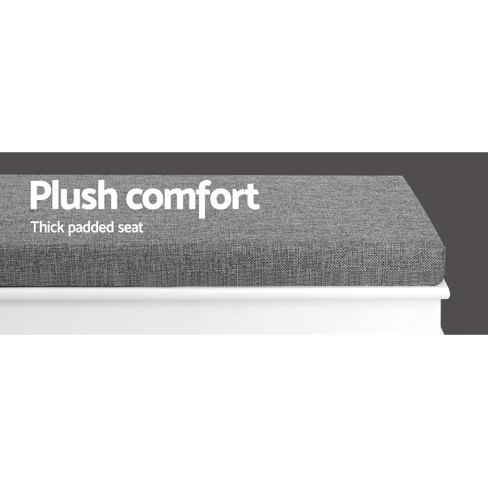 White Adjustable Shoe Rack Cabinet Bench, 12 Pairs - Artiss